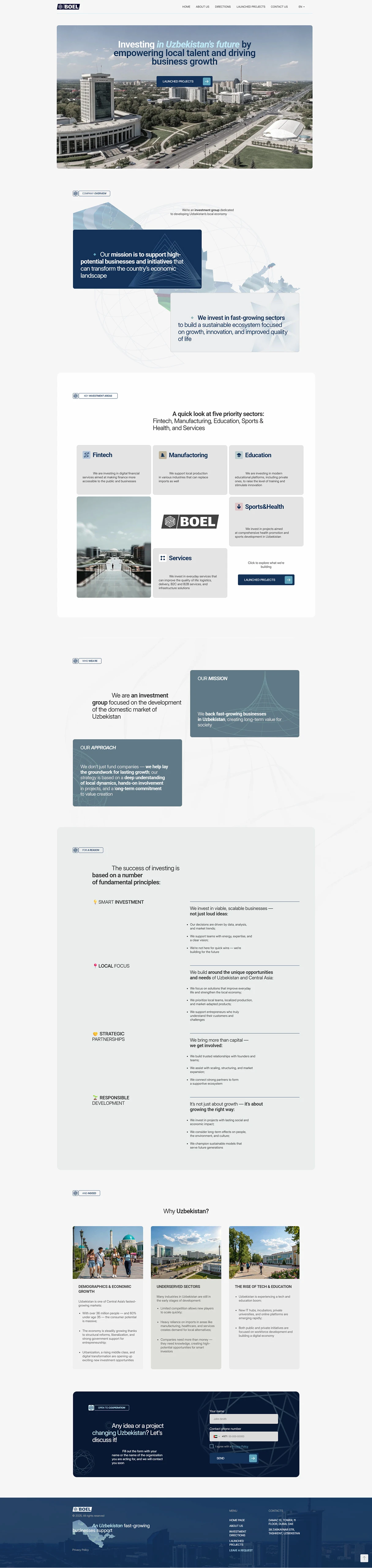Поставки товаров в Узбекистан — boelinvestments.com — Изображение №1 — Интерфейсы, Брендинг на Dprofile