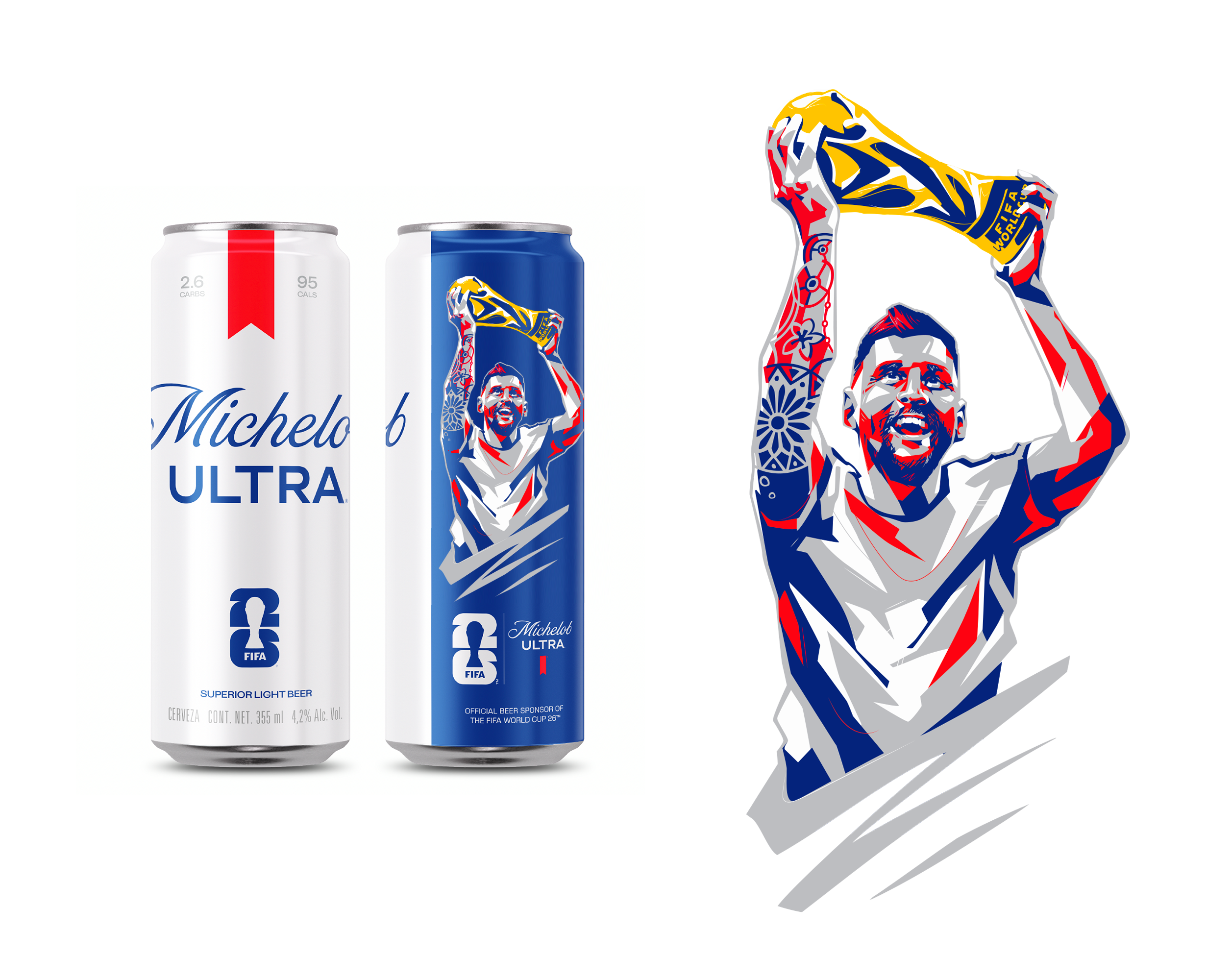 2026 FIFA World Cup x Michelob Ultra — лимитированная серия банок с Лионелем Месси — Изображение №7 — Иллюстрация, Промдизайн на Dprofile