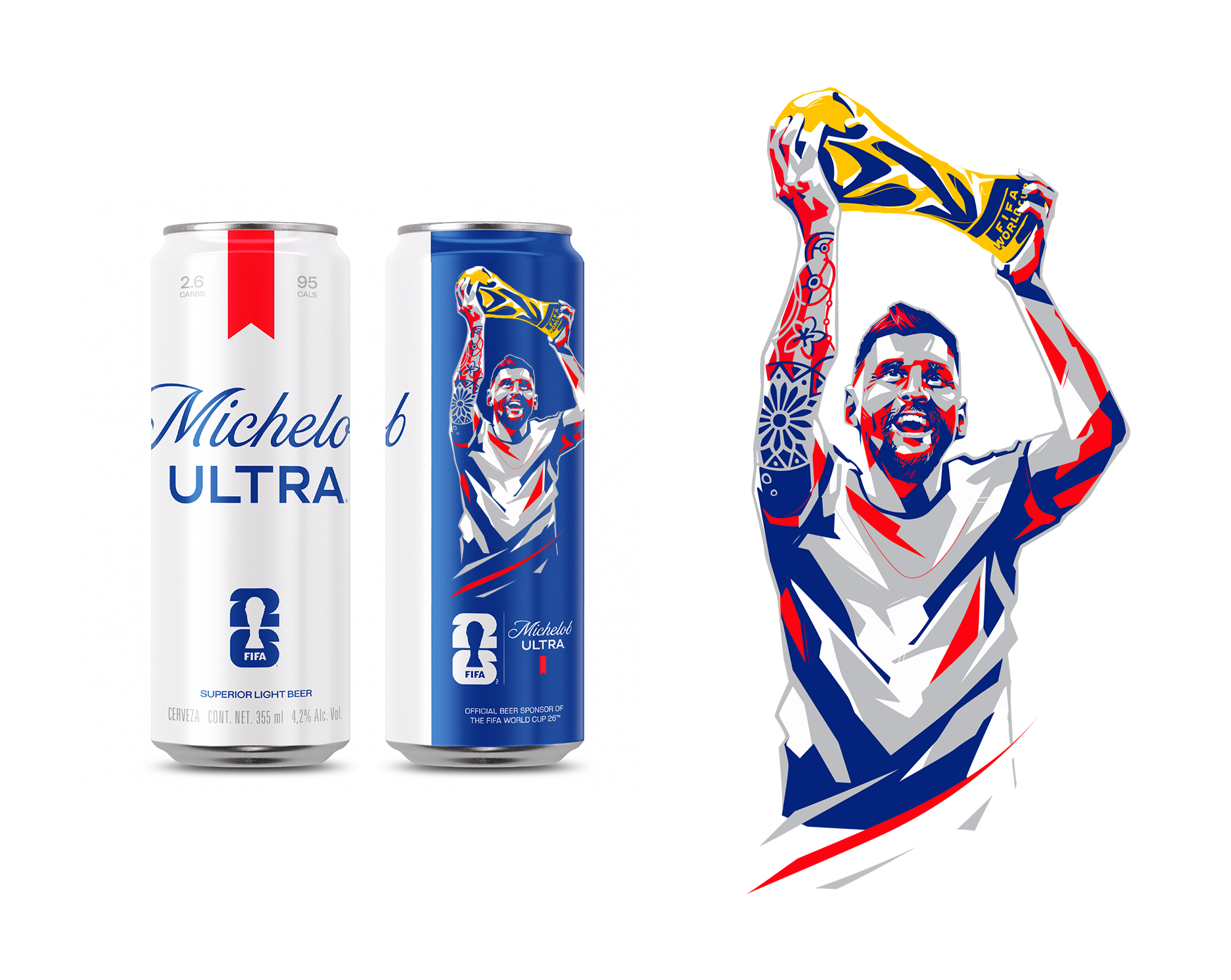 2026 FIFA World Cup x Michelob Ultra — лимитированная серия банок с Лионелем Месси — Изображение №8 — Иллюстрация, Промдизайн на Dprofile