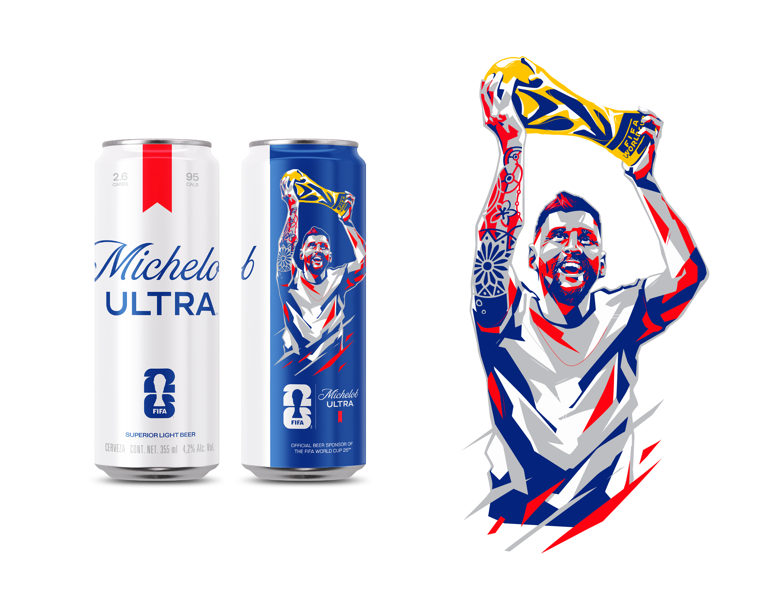 2026 FIFA World Cup x Michelob Ultra — лимитированная серия банок с Лионелем Месси — Изображение №6 — Иллюстрация, Промдизайн на Dprofile