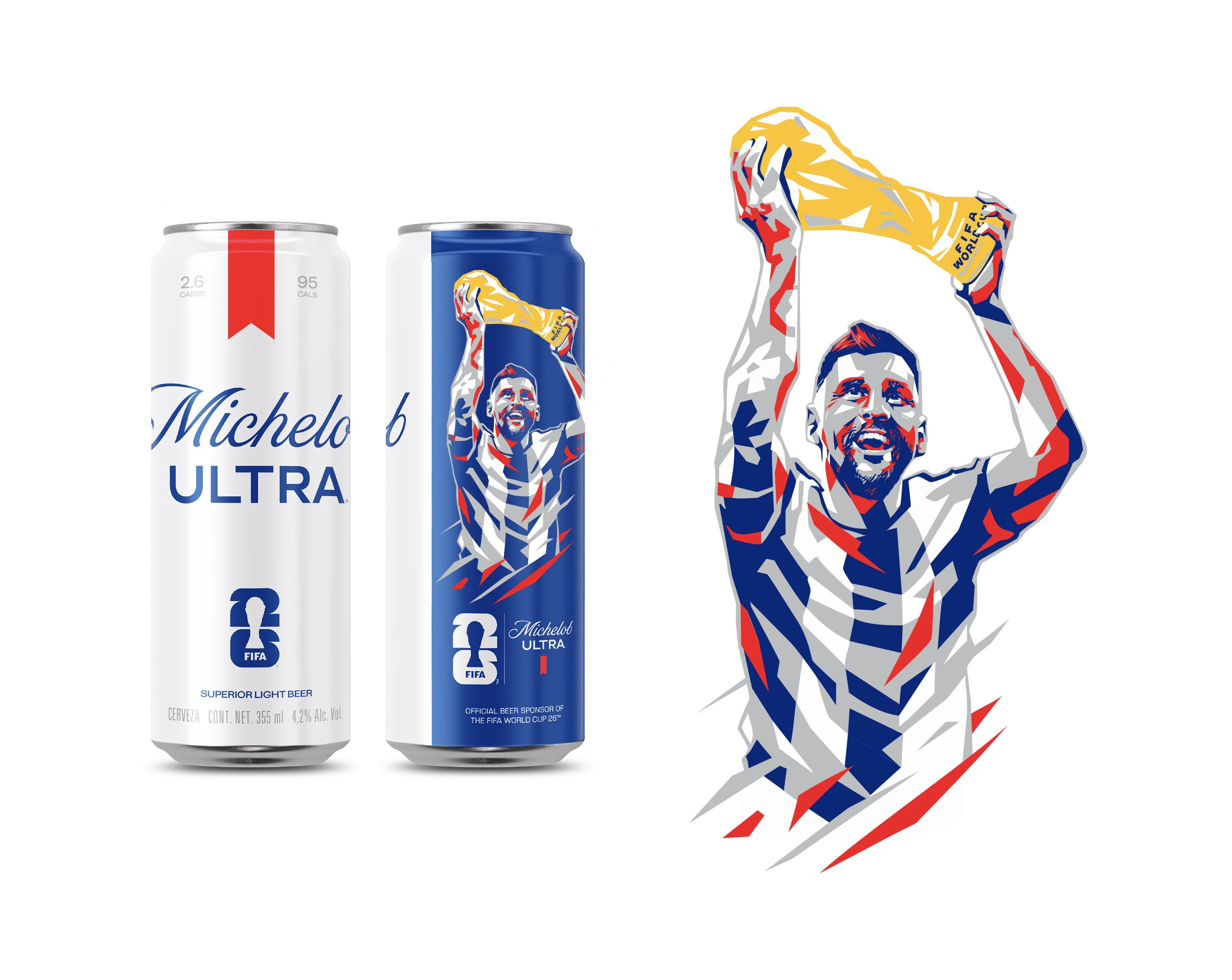2026 FIFA World Cup x Michelob Ultra — лимитированная серия банок с Лионелем Месси — Изображение №4 — Иллюстрация, Промдизайн на Dprofile