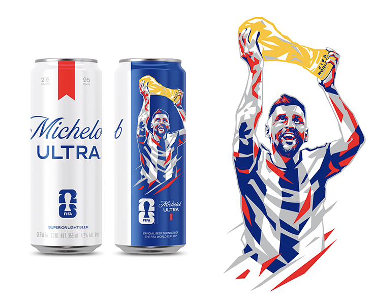 2026 FIFA World Cup x Michelob Ultra — лимитированная серия банок с Лионелем Месси — Иллюстрация, Промдизайн на Dprofile