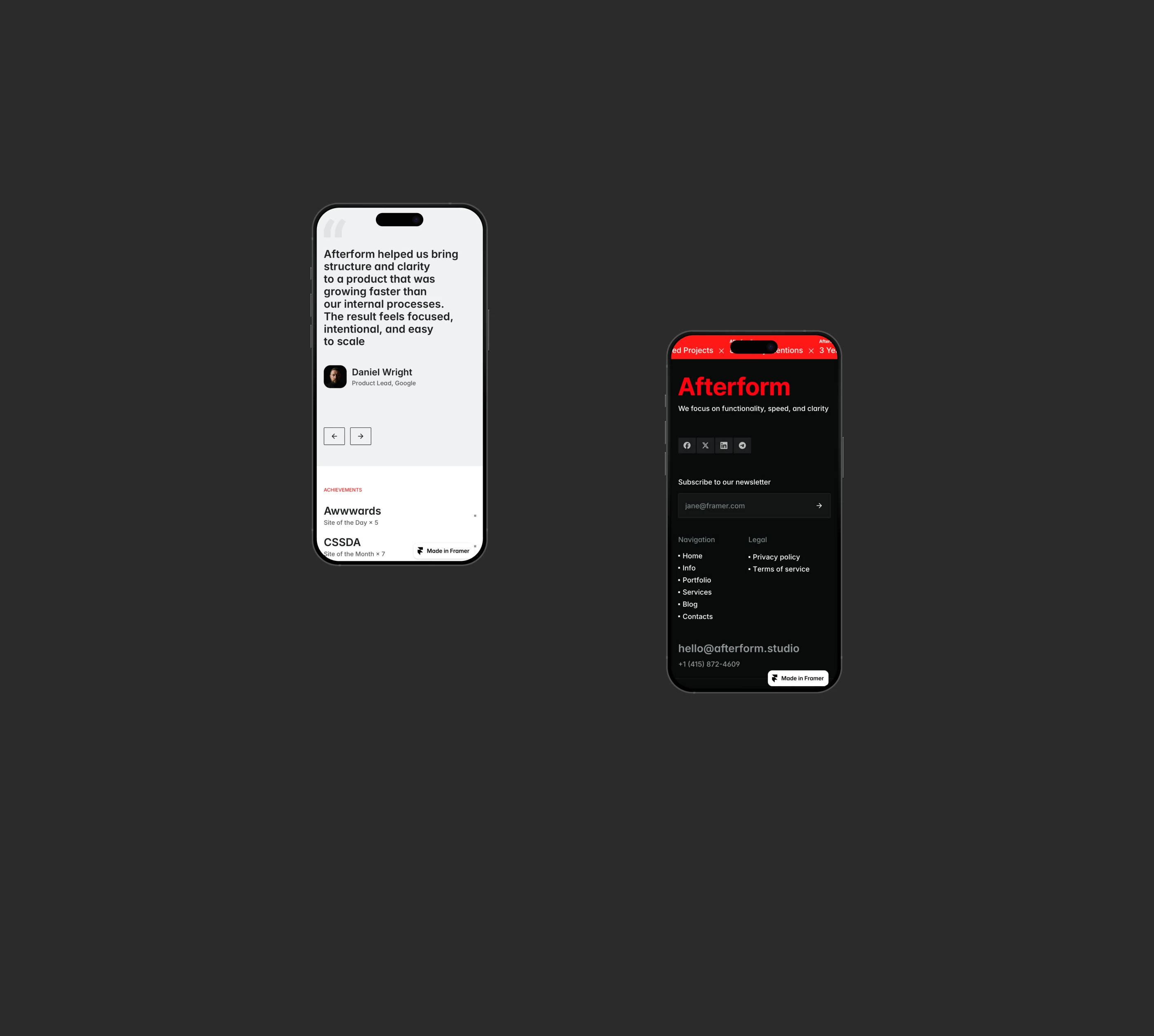 Afterform - Framer шаблон для digital-студий — Изображение №7 — Интерфейсы, Брендинг на Dprofile