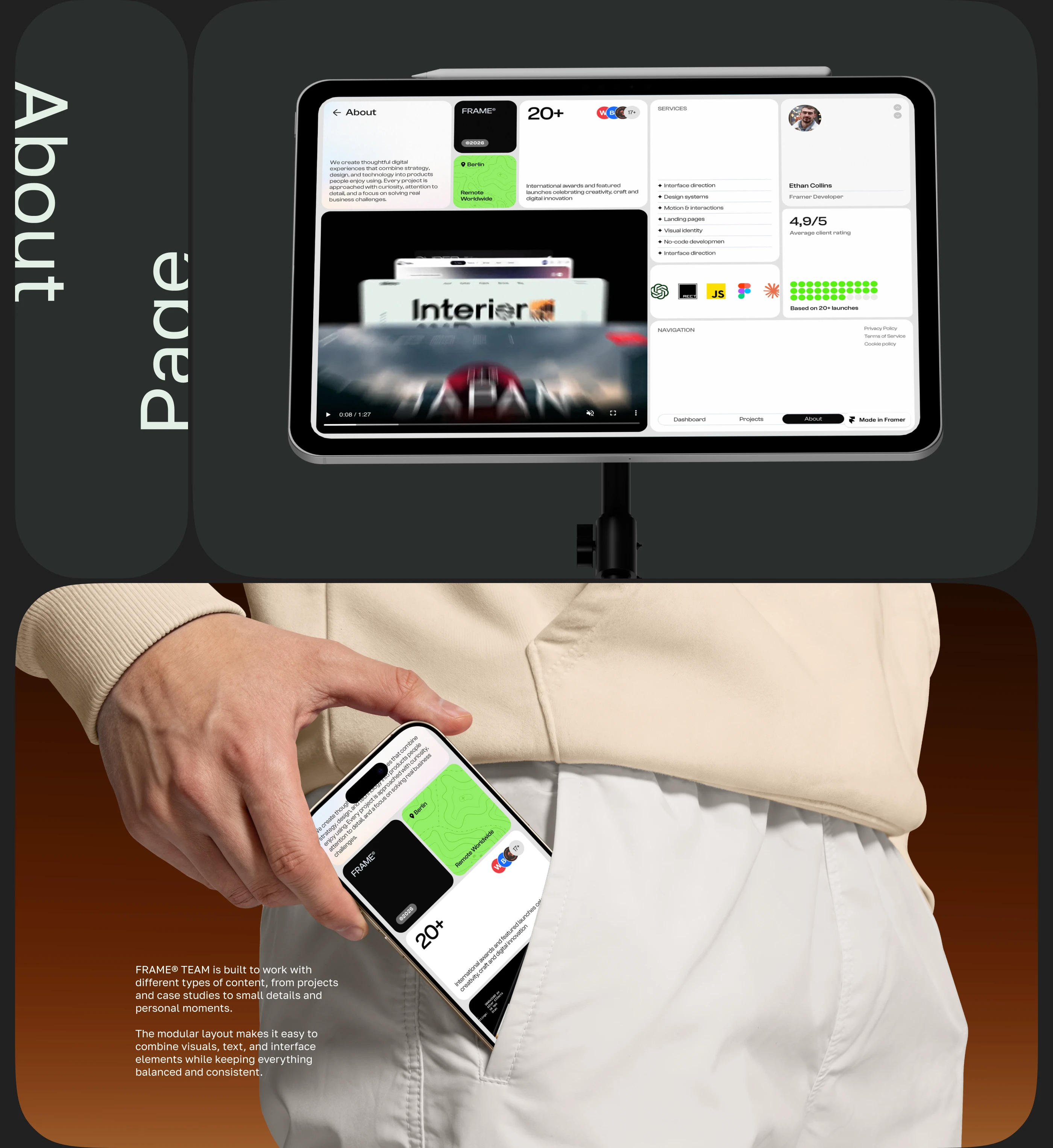 FRAME® TEAM · Creative Bento Portfolio — Изображение №3 — Интерфейсы, Брендинг на Dprofile