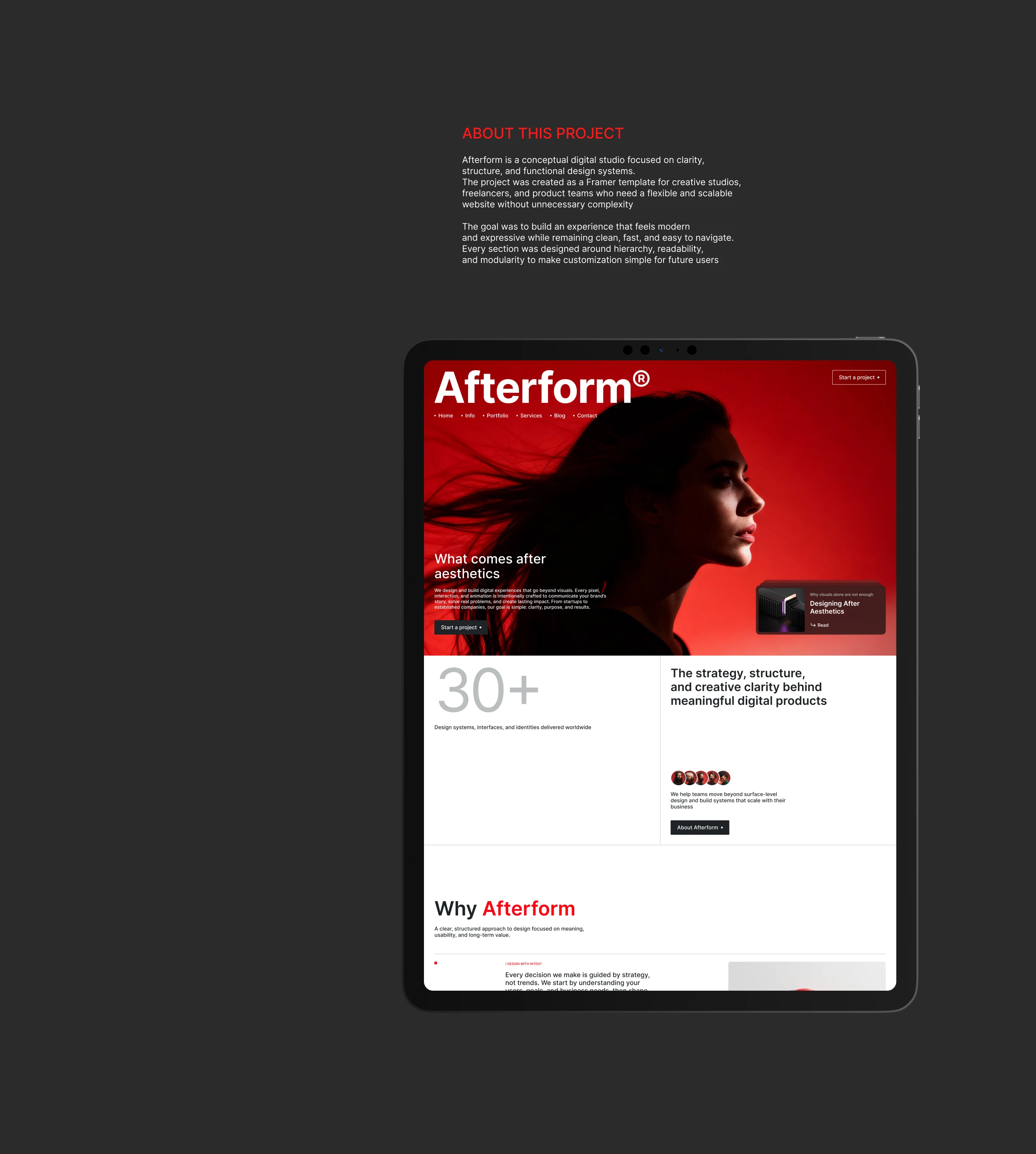 Afterform - Framer шаблон для digital-студий — Изображение №2 — Интерфейсы, Брендинг на Dprofile