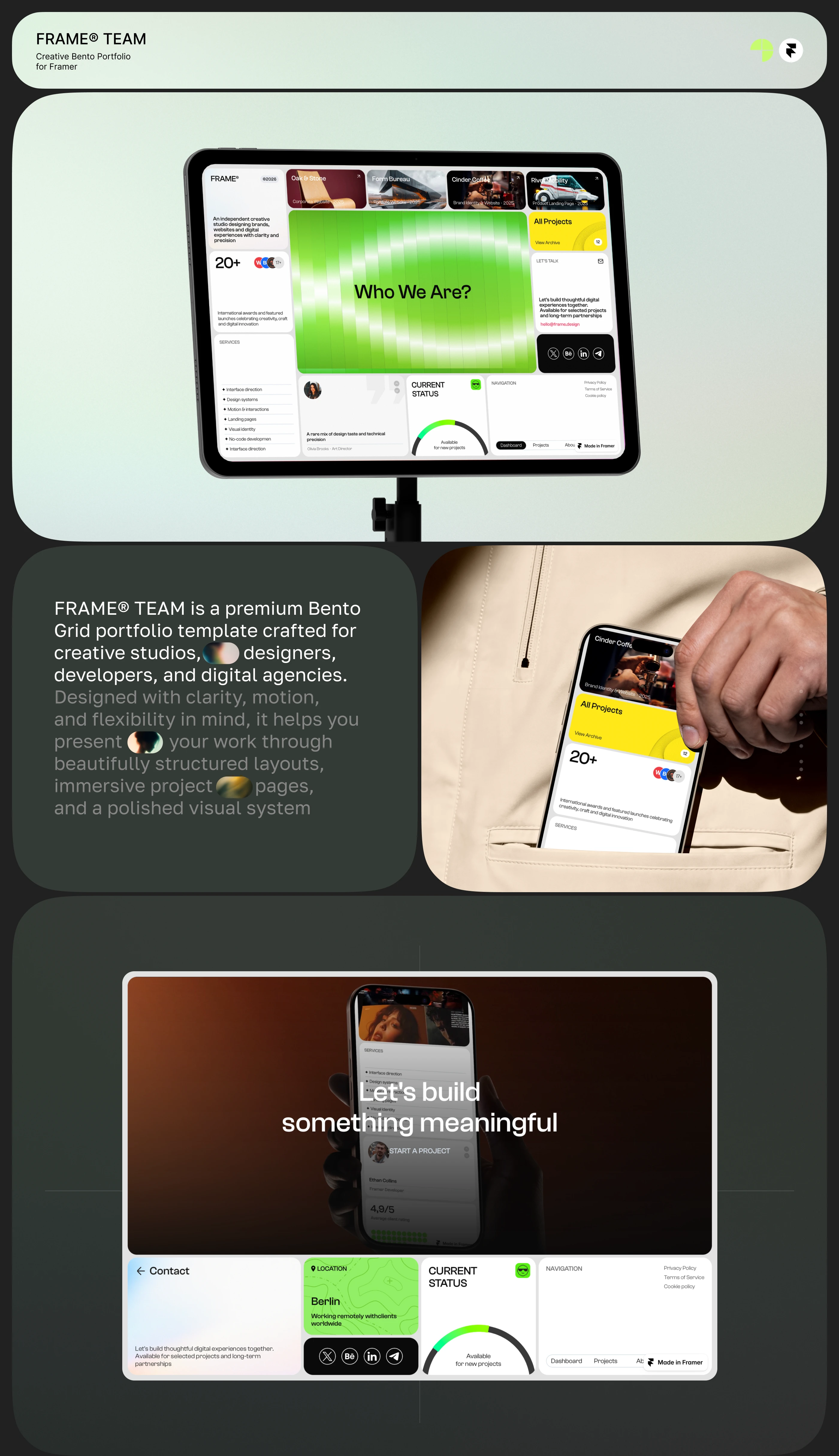 FRAME® TEAM · Creative Bento Portfolio — Изображение №1 — Интерфейсы, Брендинг на Dprofile
