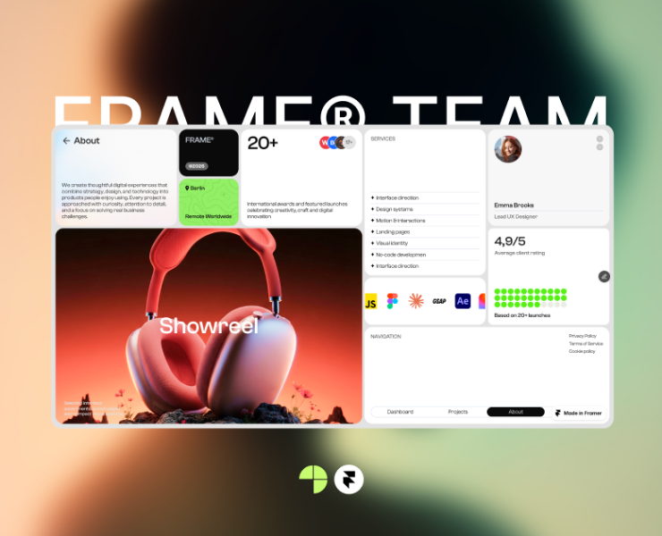 FRAME® TEAM · Creative Bento Portfolio на Dprofile