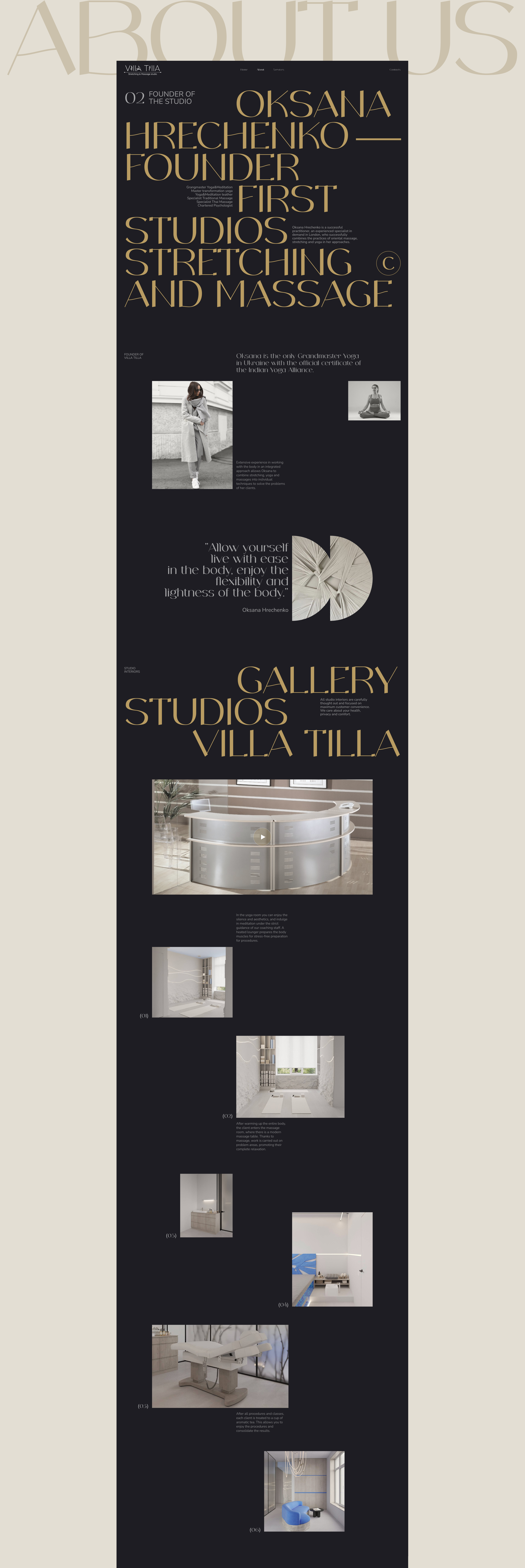Villa Tilla | Luxury boutique wellness studio — Изображение №9 — Интерфейсы, Брендинг на Dprofile