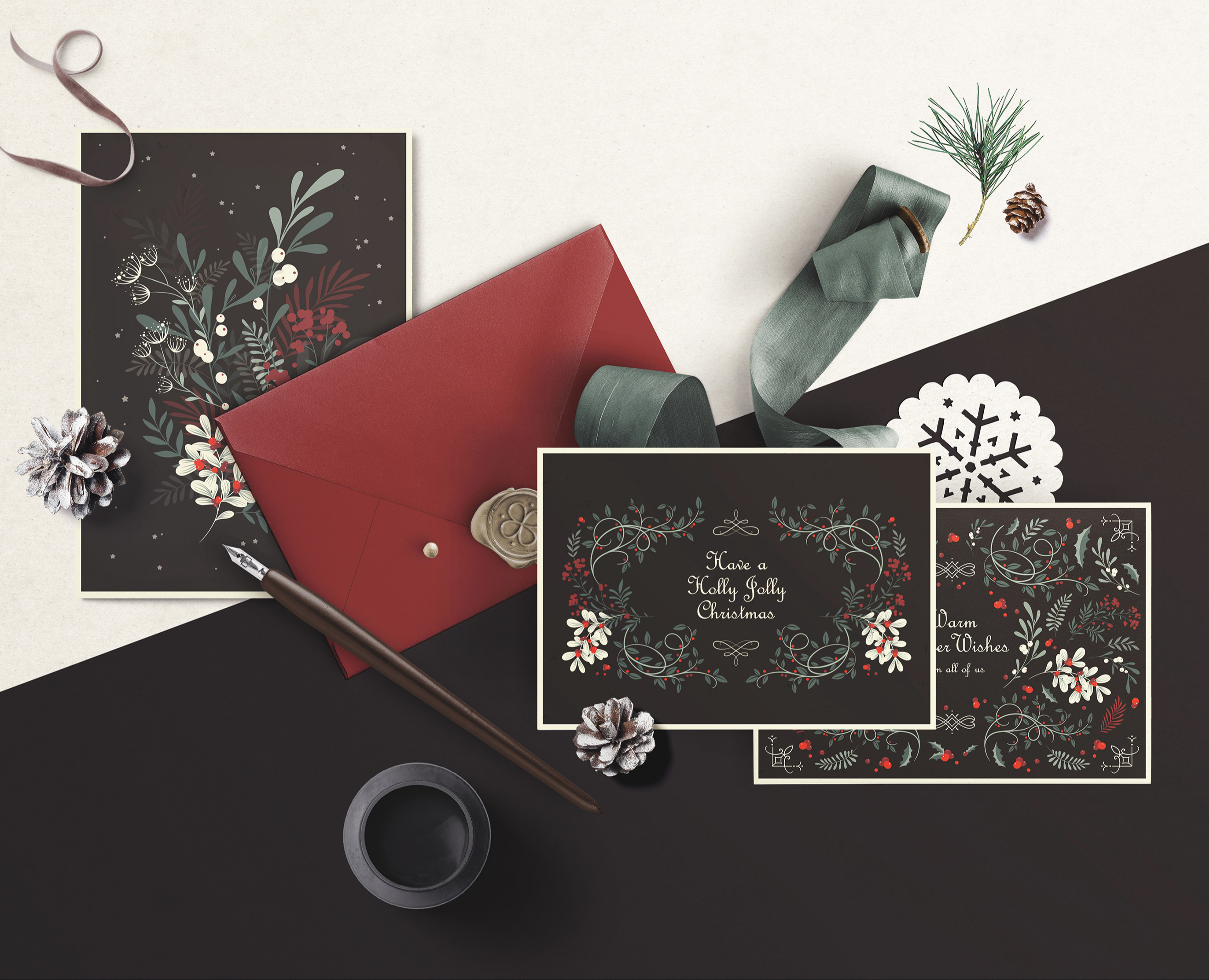 Winter Foliage // Коллекция зимнего клипарта — Иллюстрация, Графика на Dprofile