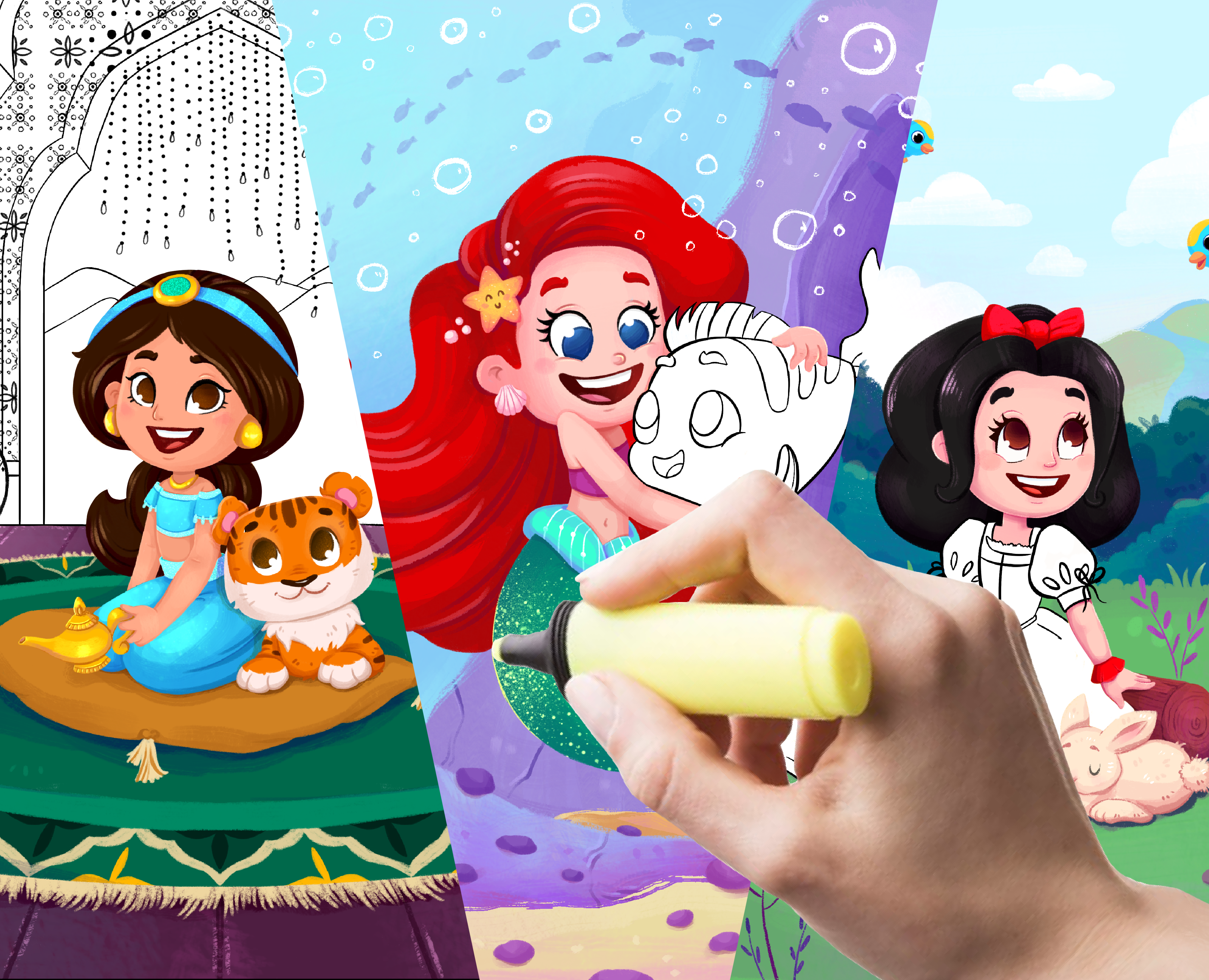 Раскраска "Принцессы Disney" — Иллюстрация, Графика на Dprofile