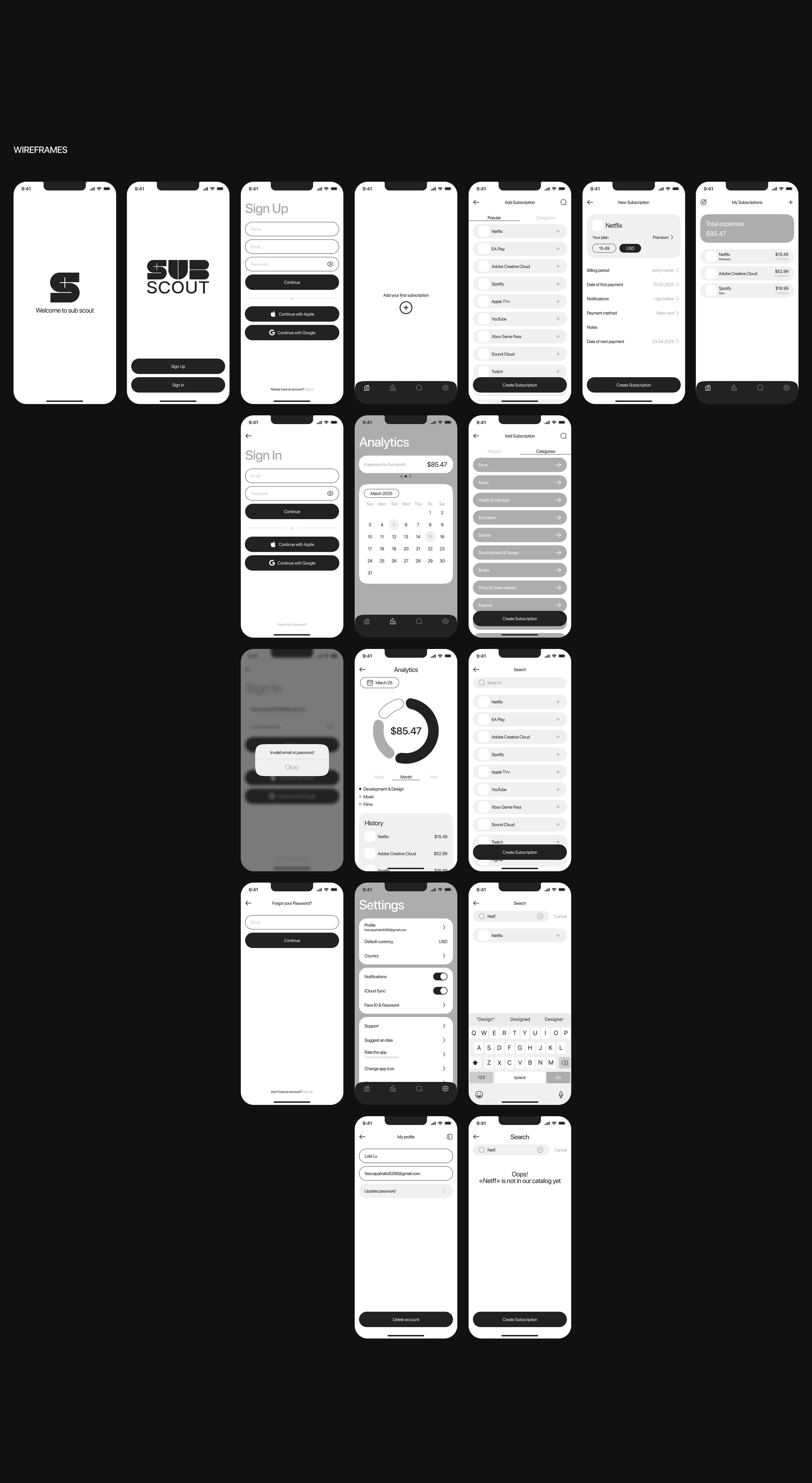Приложение SubScout | UX / UI — Изображение №6 — Интерфейсы на Dprofile