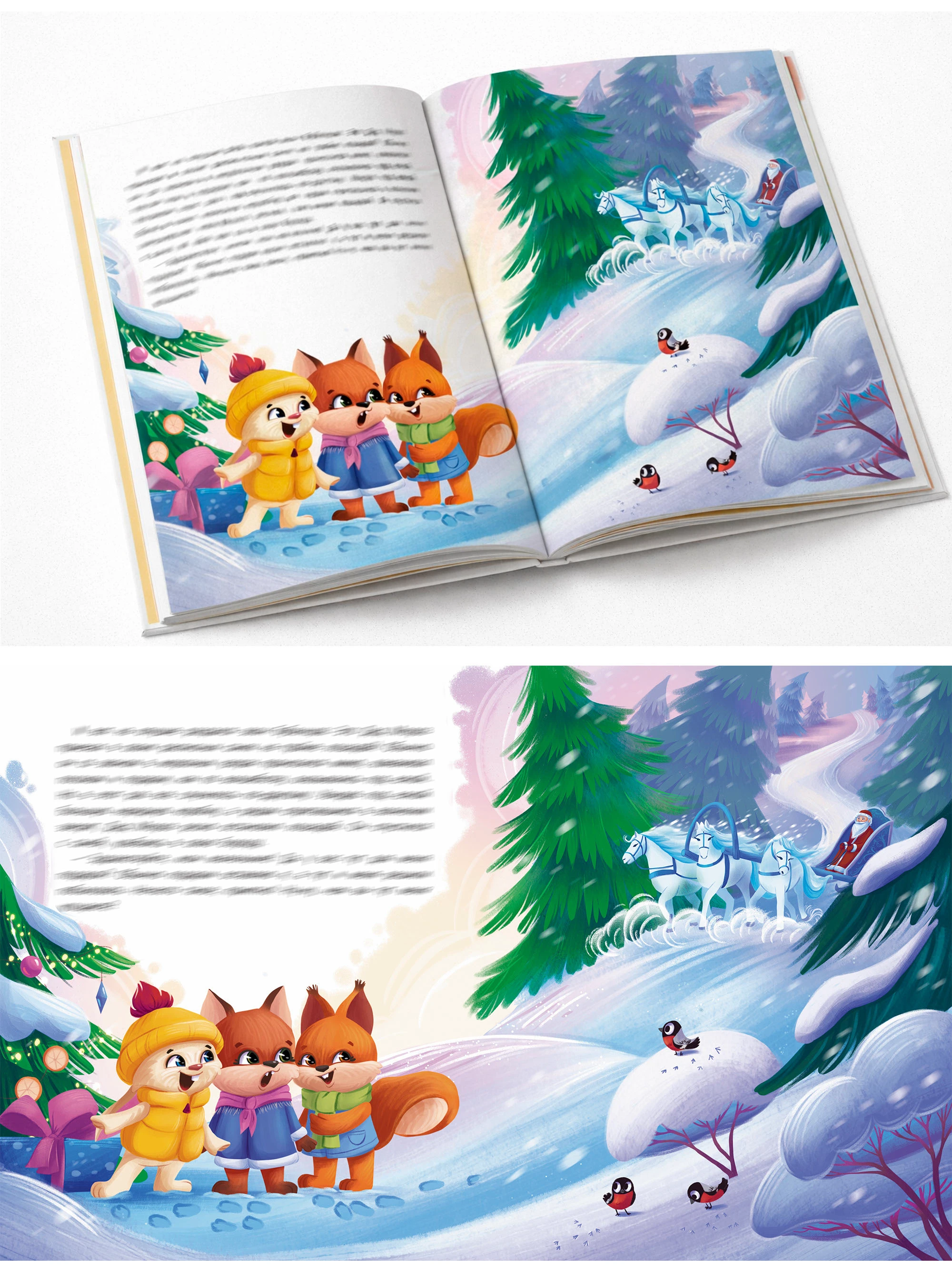 Детская новогодняя книга-картинка "Пирог для Деда-Мороза" — Изображение №2 — Иллюстрация на Dprofile