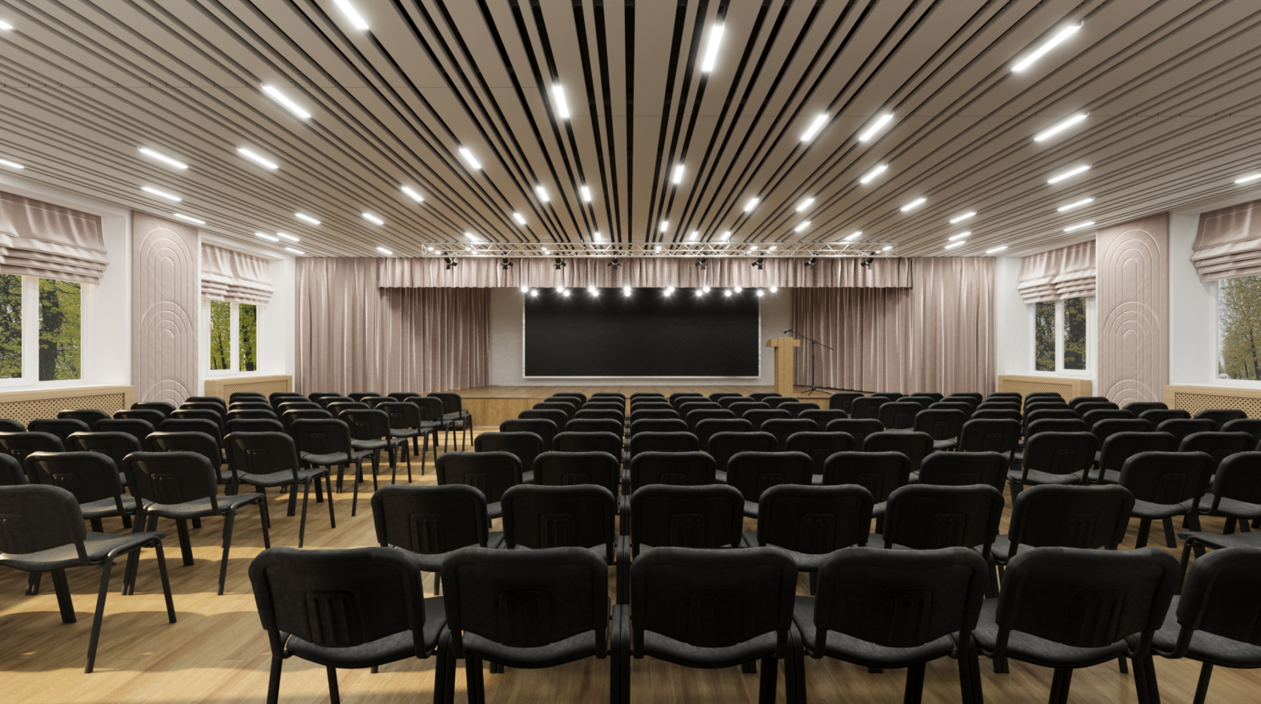 Дизайн-проект актового зала Гимназия №21 — Изображение №7 — 3D, Архитектура на Dprofile