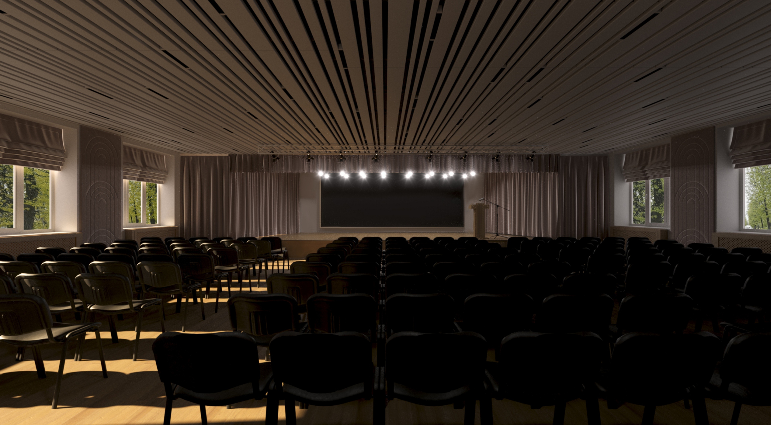 Дизайн-проект актового зала Гимназия №21 — Изображение №9 — 3D, Архитектура на Dprofile