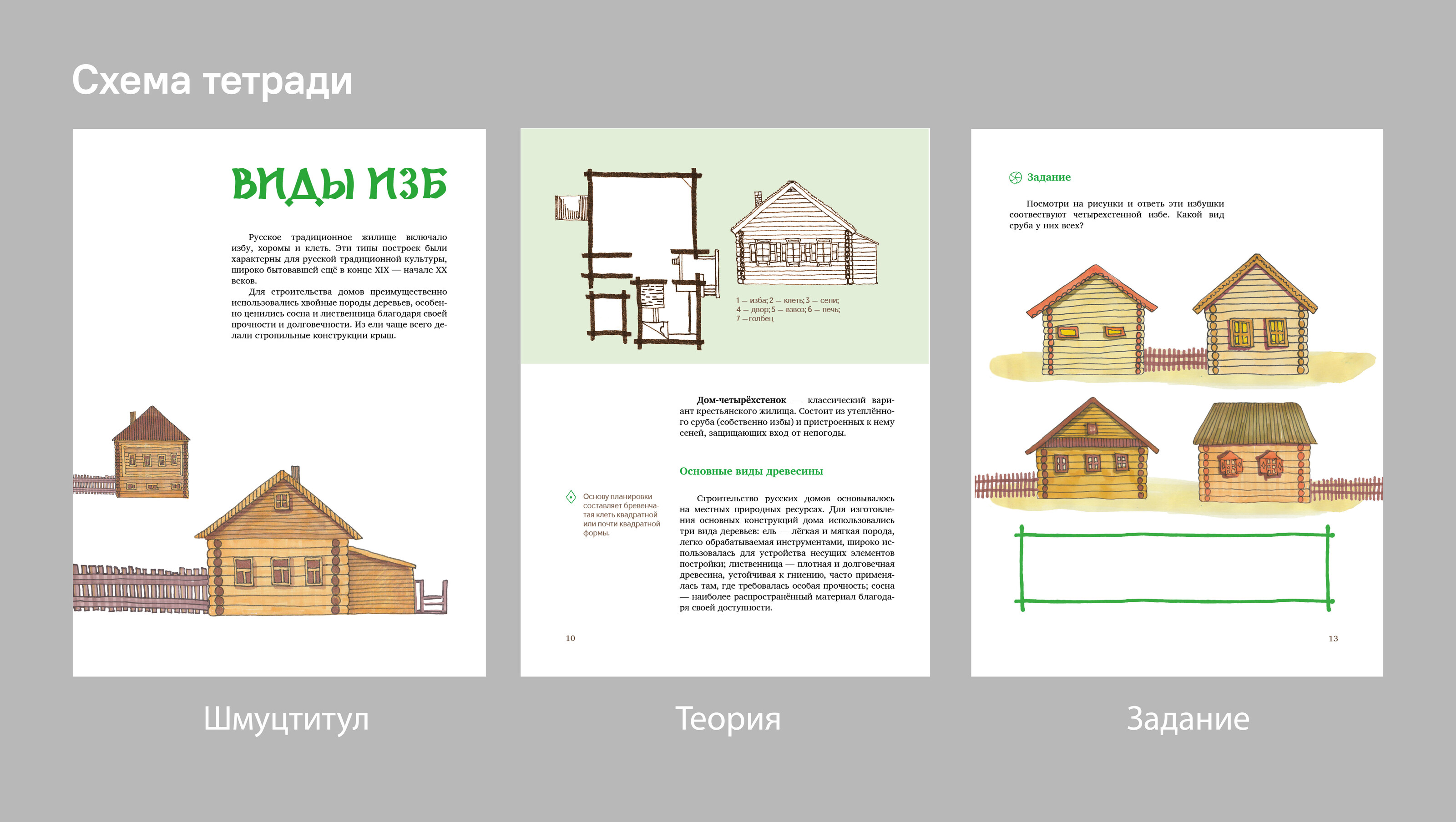 Рабочая тетрадь для внеклассной деятельности «Русская изба» — Изображение №13 — Графика, Архитектура на Dprofile