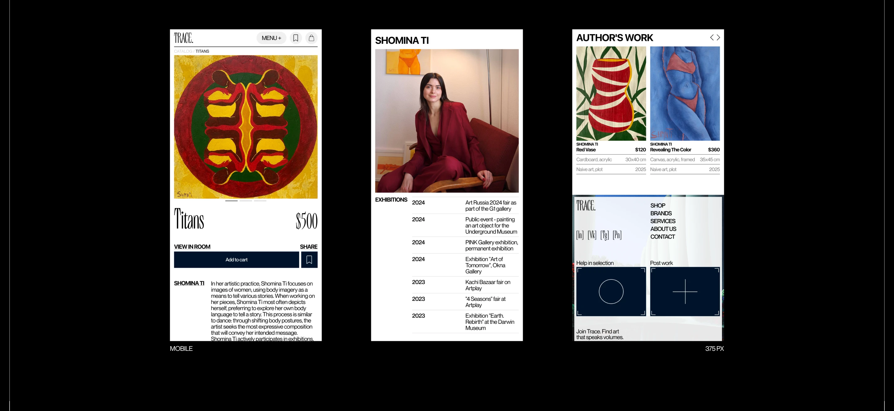 TRACE. Art Gallery | UX/UI Design — Изображение №9 — Интерфейсы на Dprofile