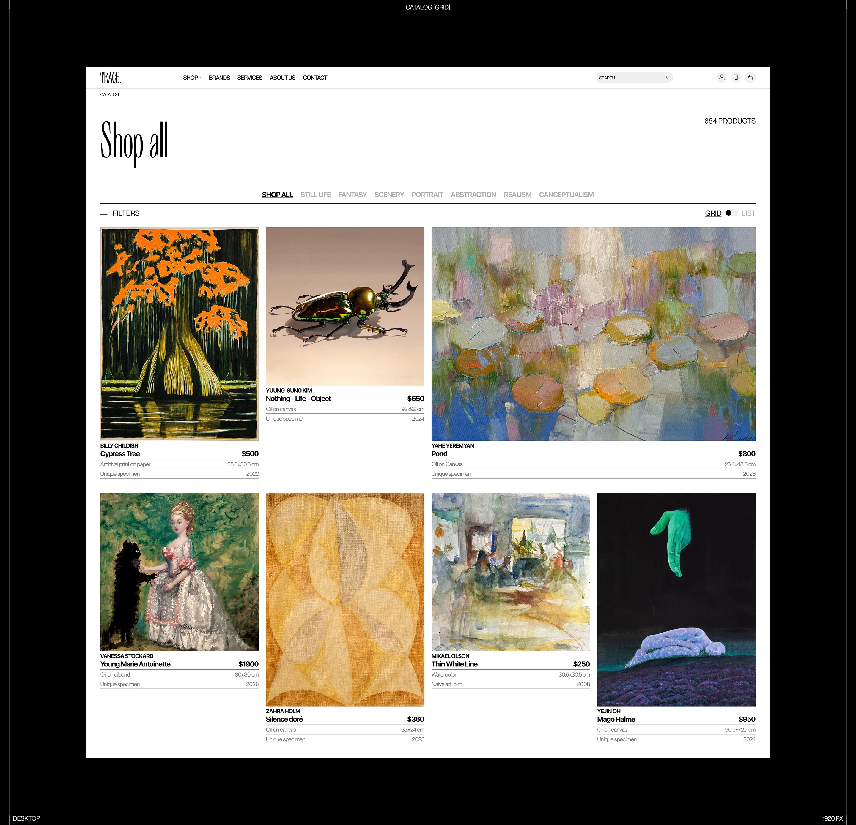 TRACE. Art Gallery | UX/UI Design — Изображение №4 — Интерфейсы на Dprofile