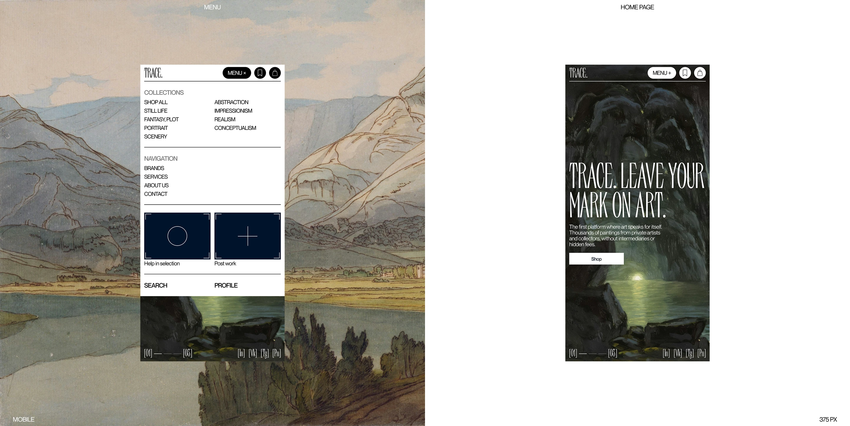 TRACE. Art Gallery | UX/UI Design — Изображение №2 — Интерфейсы на Dprofile