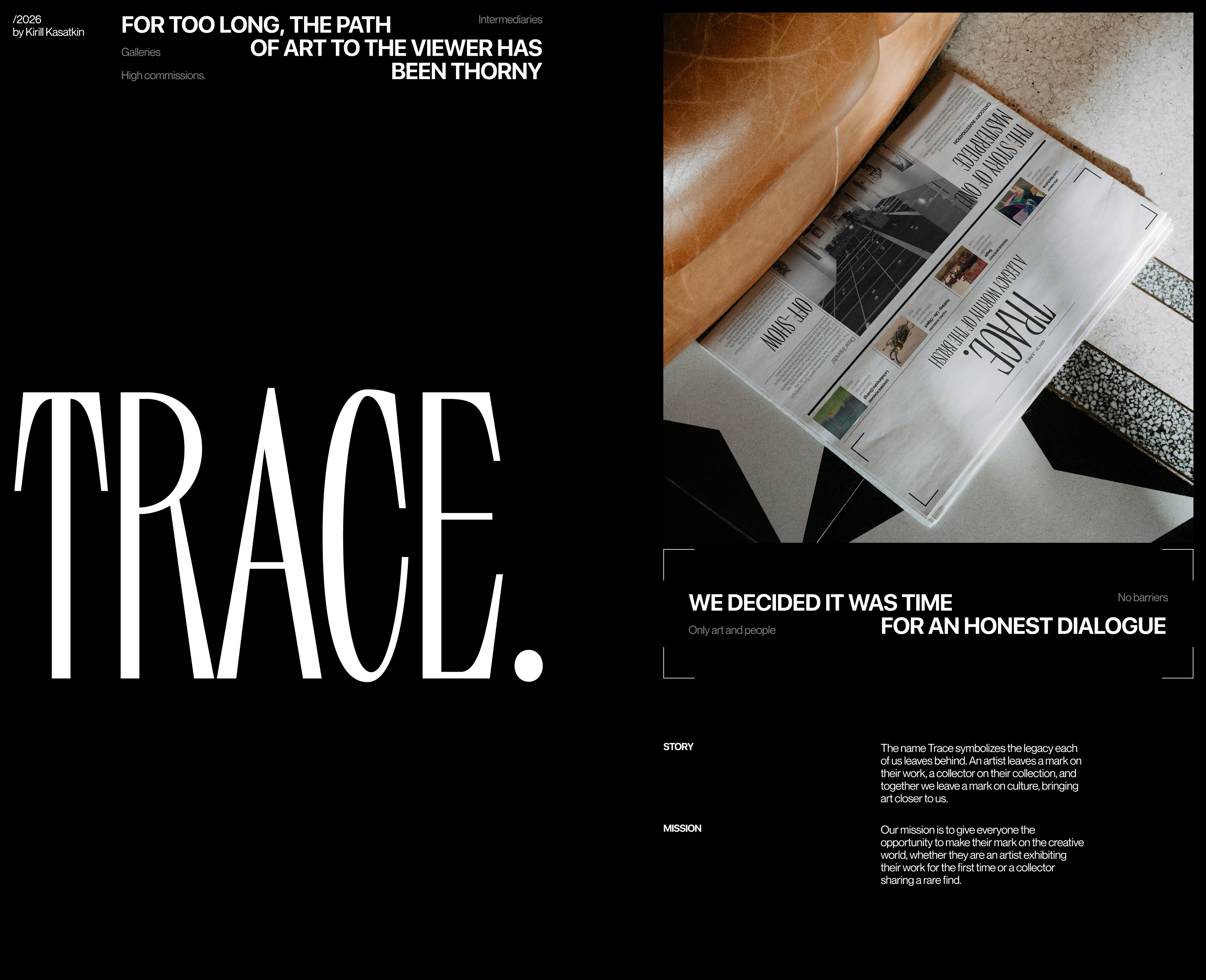 TRACE. Art Gallery | UX/UI Design — Изображение №1 — Интерфейсы на Dprofile
