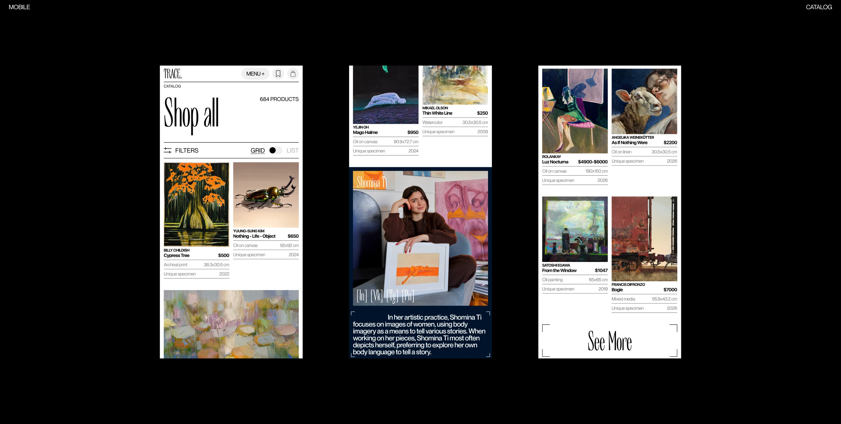 TRACE. Art Gallery | UX/UI Design — Изображение №6 — Интерфейсы на Dprofile