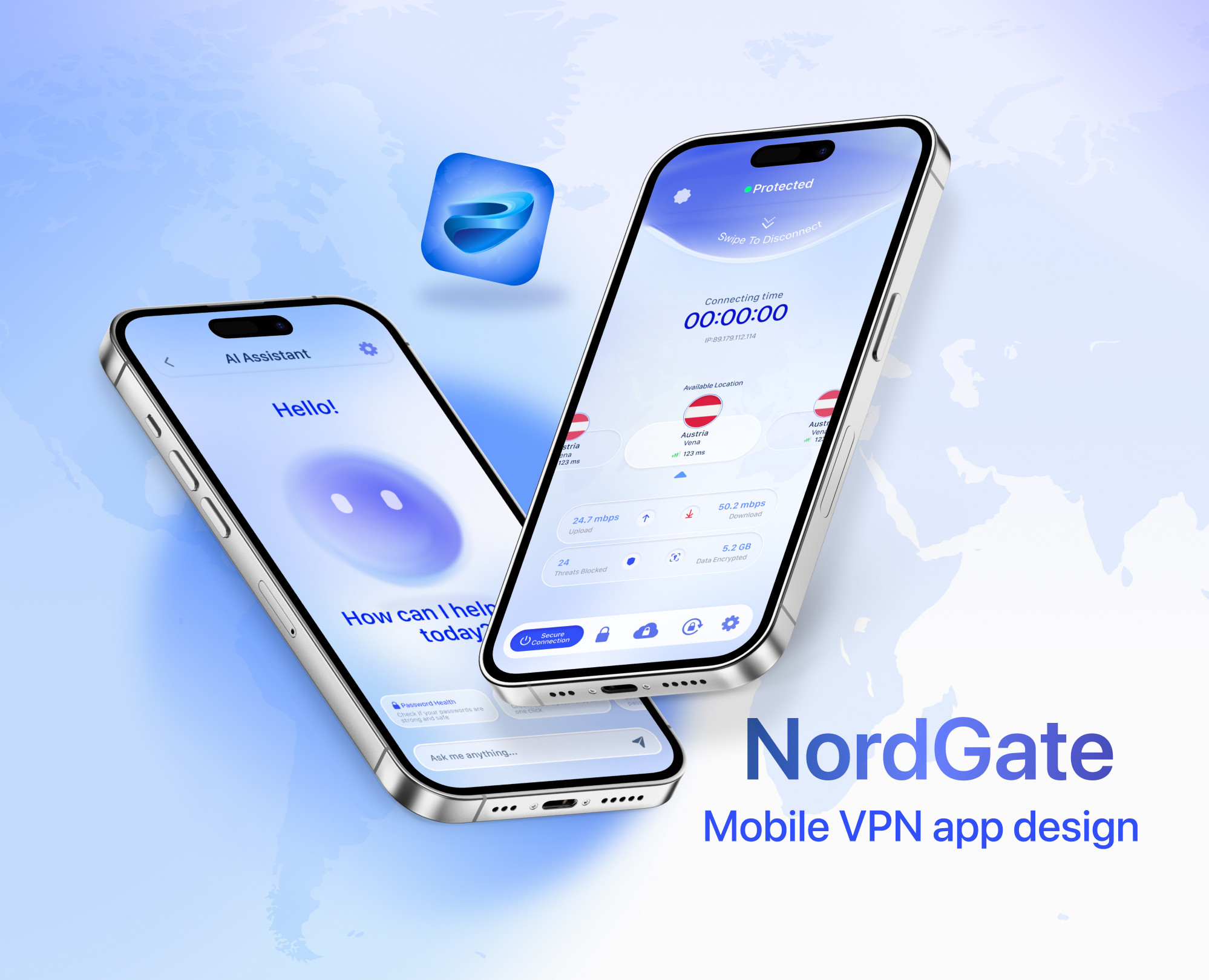 NordGateVPN — iOS App UI/UX Design — Интерфейсы на Dprofile