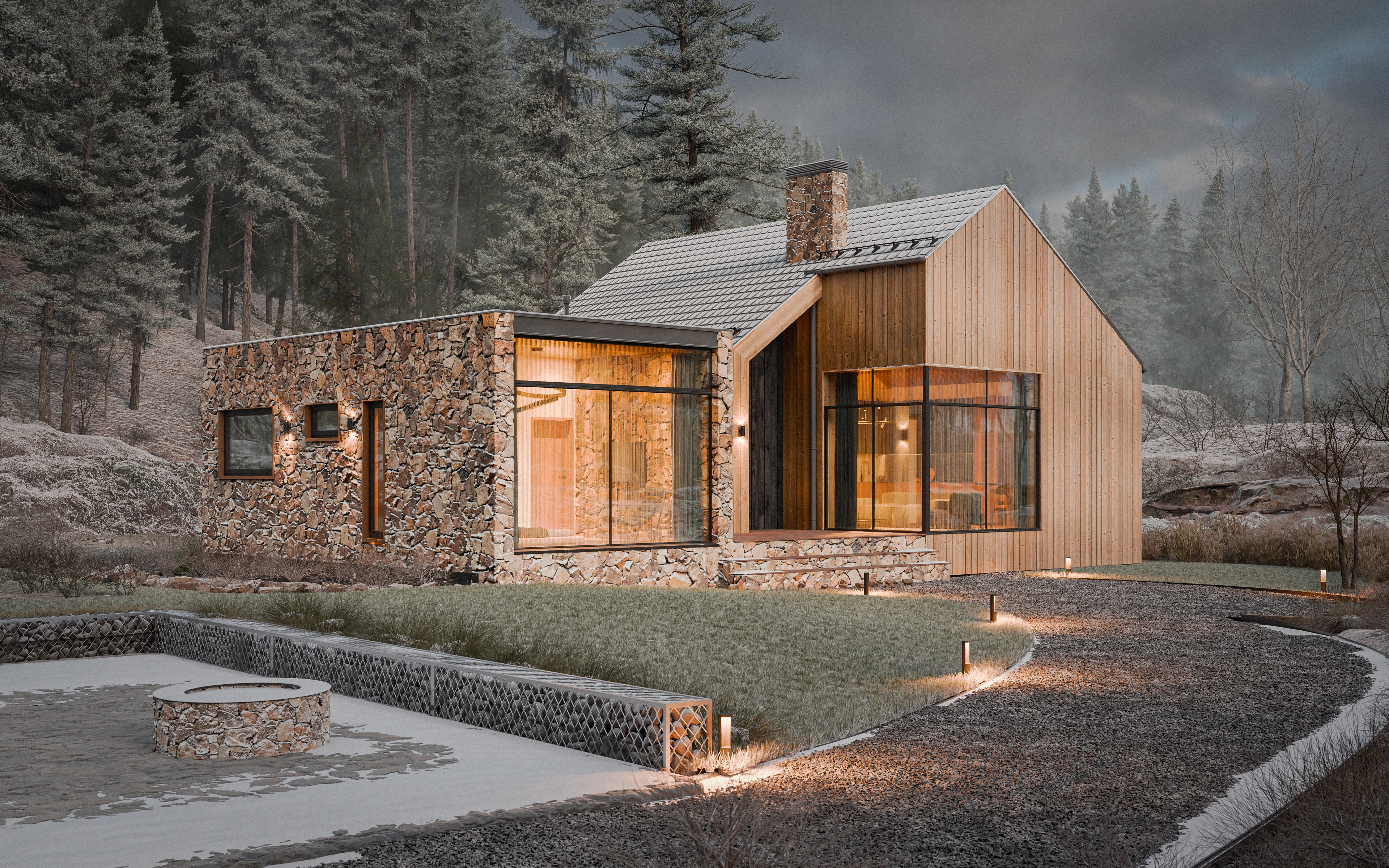 Pine & Stone House. Архитектурная визуализация — Изображение №6 — 3D, Архитектура на Dprofile
