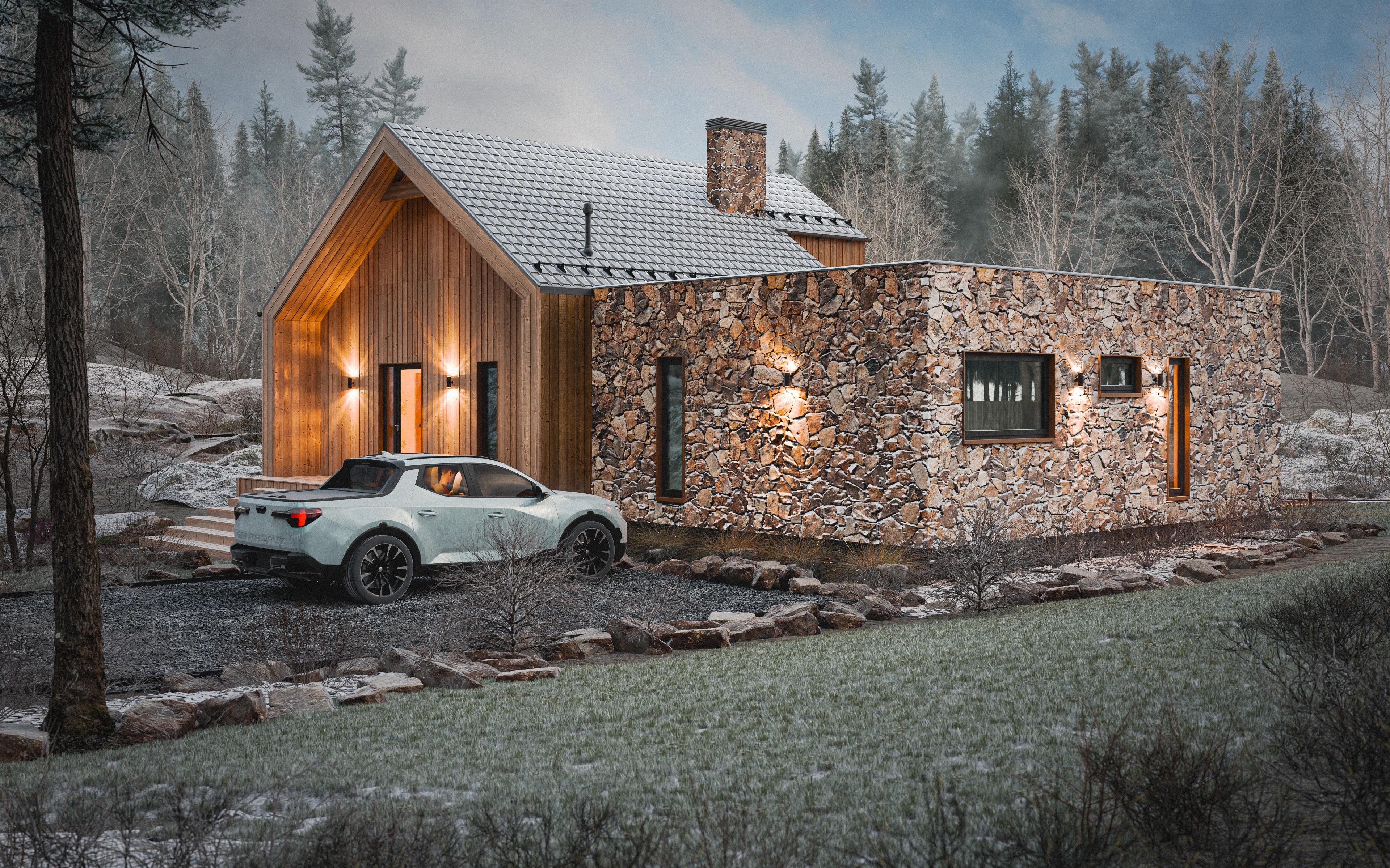 Pine & Stone House. Архитектурная визуализация — Изображение №7 — 3D, Архитектура на Dprofile