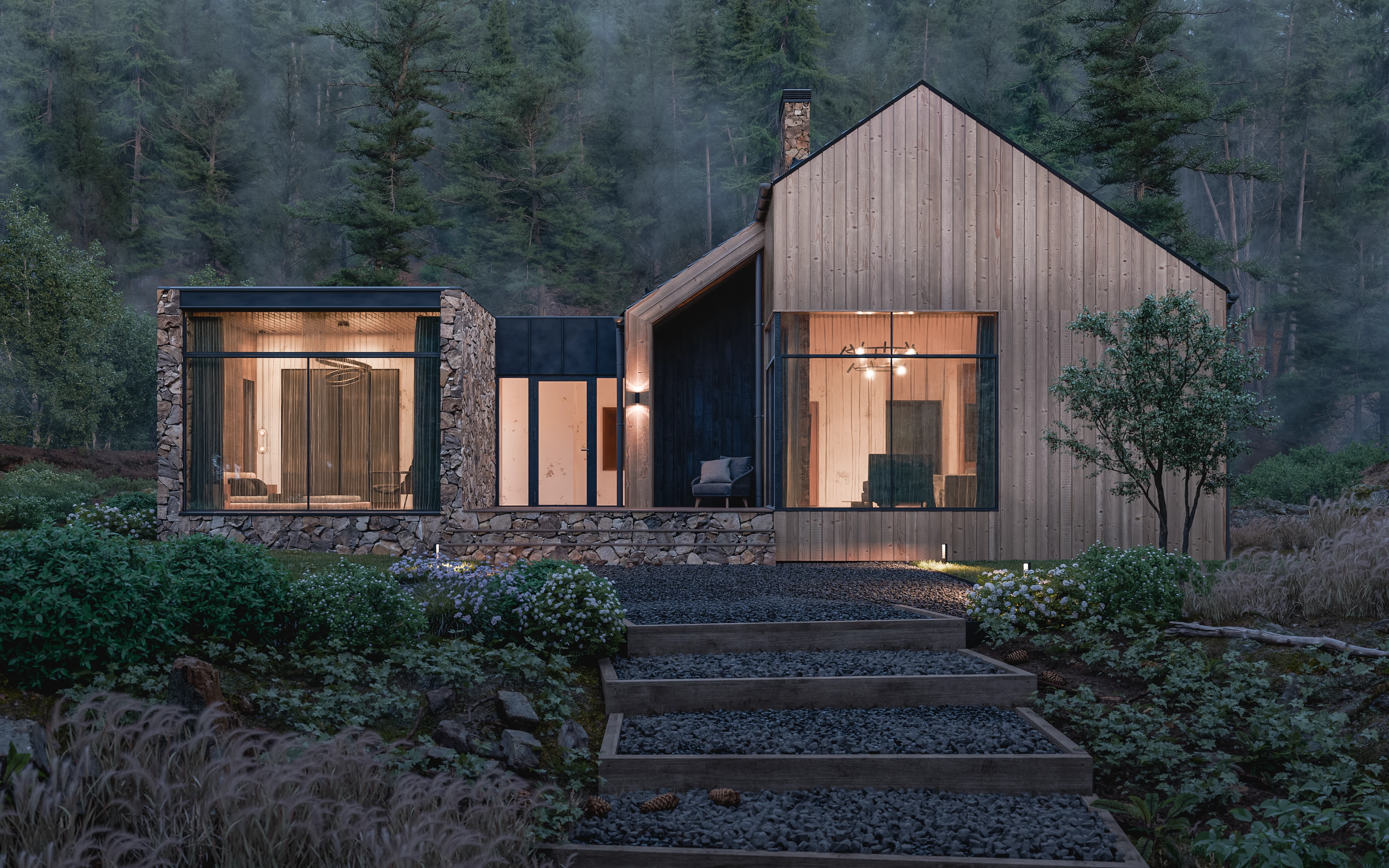Pine & Stone House. Архитектурная визуализация — Изображение №5 — 3D, Архитектура на Dprofile
