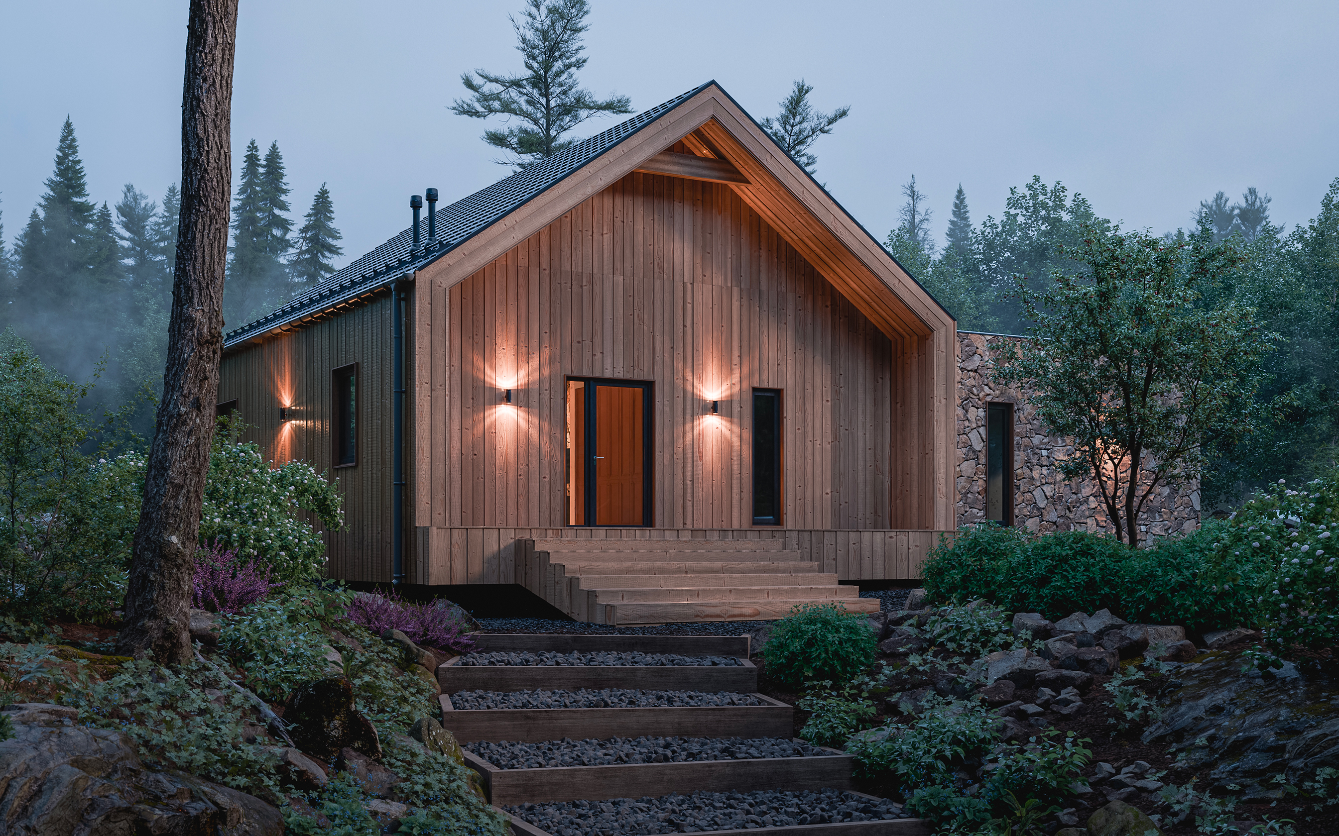 Pine & Stone House. Архитектурная визуализация — Изображение №3 — 3D, Архитектура на Dprofile