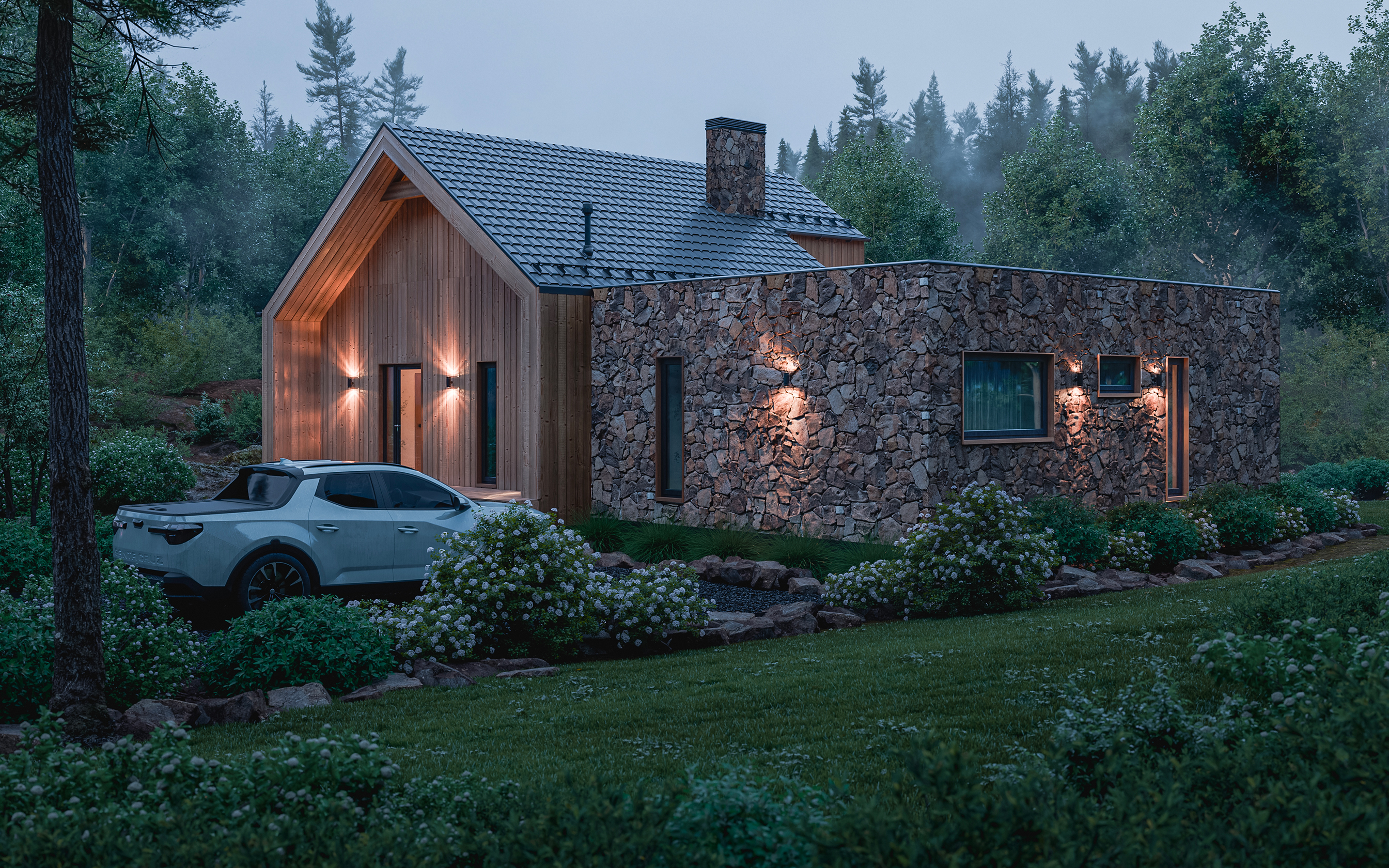 Pine & Stone House. Архитектурная визуализация — Изображение №4 — 3D, Архитектура на Dprofile