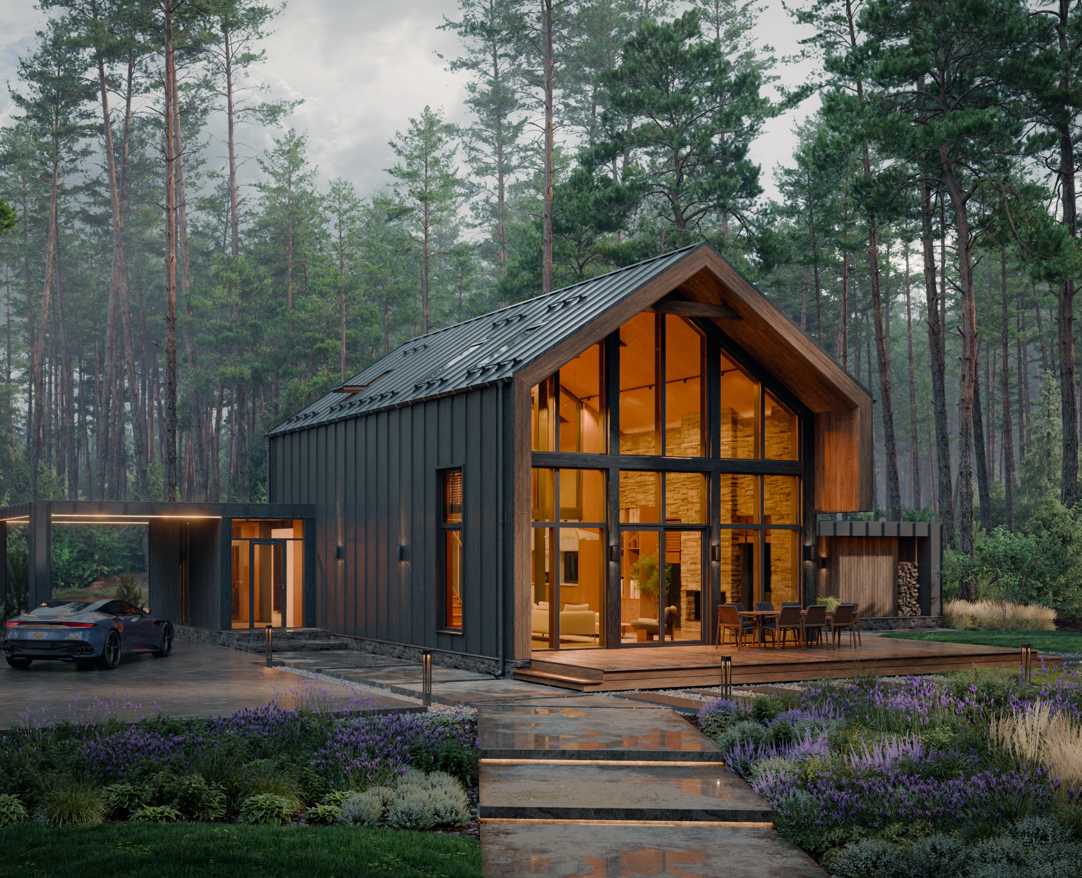Barn House in the Pine Forest — 3D, Архитектура на Dprofile