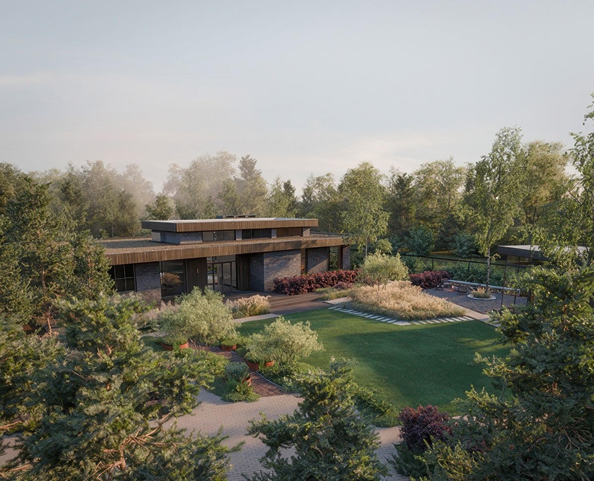 "SNEGIRI HOUSE" cottage landscape visualization — 3D, Архитектура на Dprofile