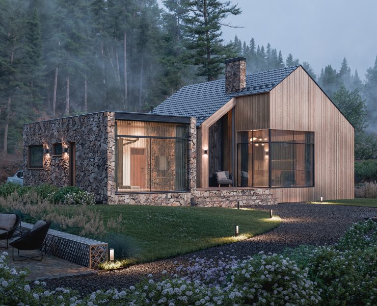Pine & Stone House. Архитектурная визуализация — 3D, Архитектура на Dprofile