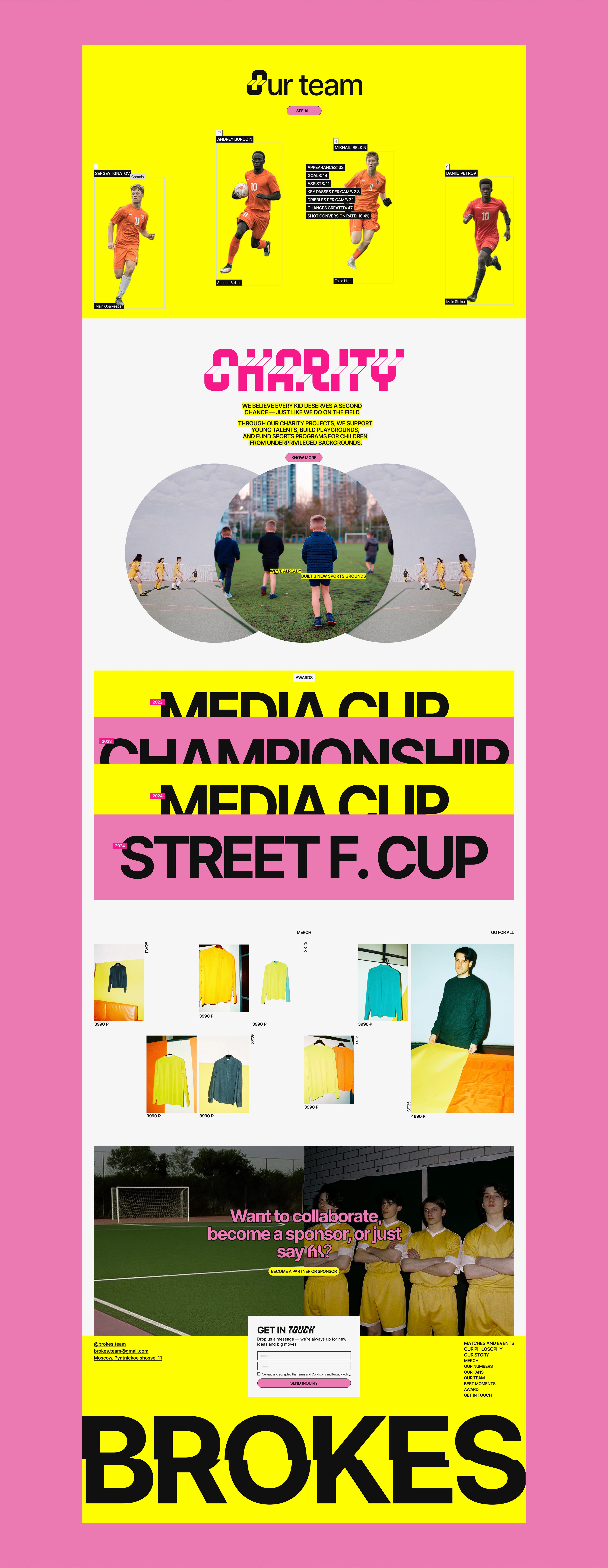 BROKES FOOTBALL TEAM | Corporate website — Изображение №6 — Интерфейсы, Брендинг на Dprofile