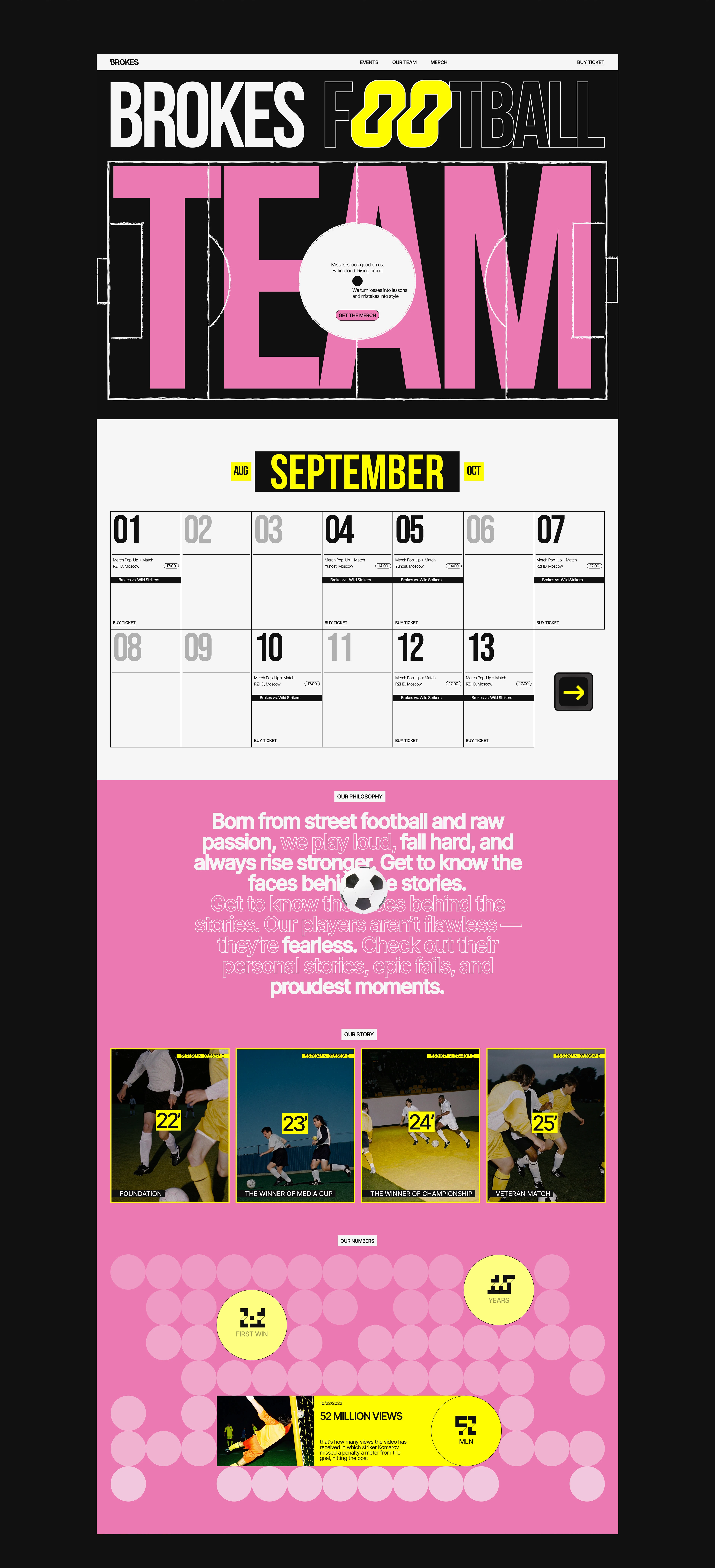 BROKES FOOTBALL TEAM | Corporate website — Изображение №3 — Интерфейсы, Брендинг на Dprofile