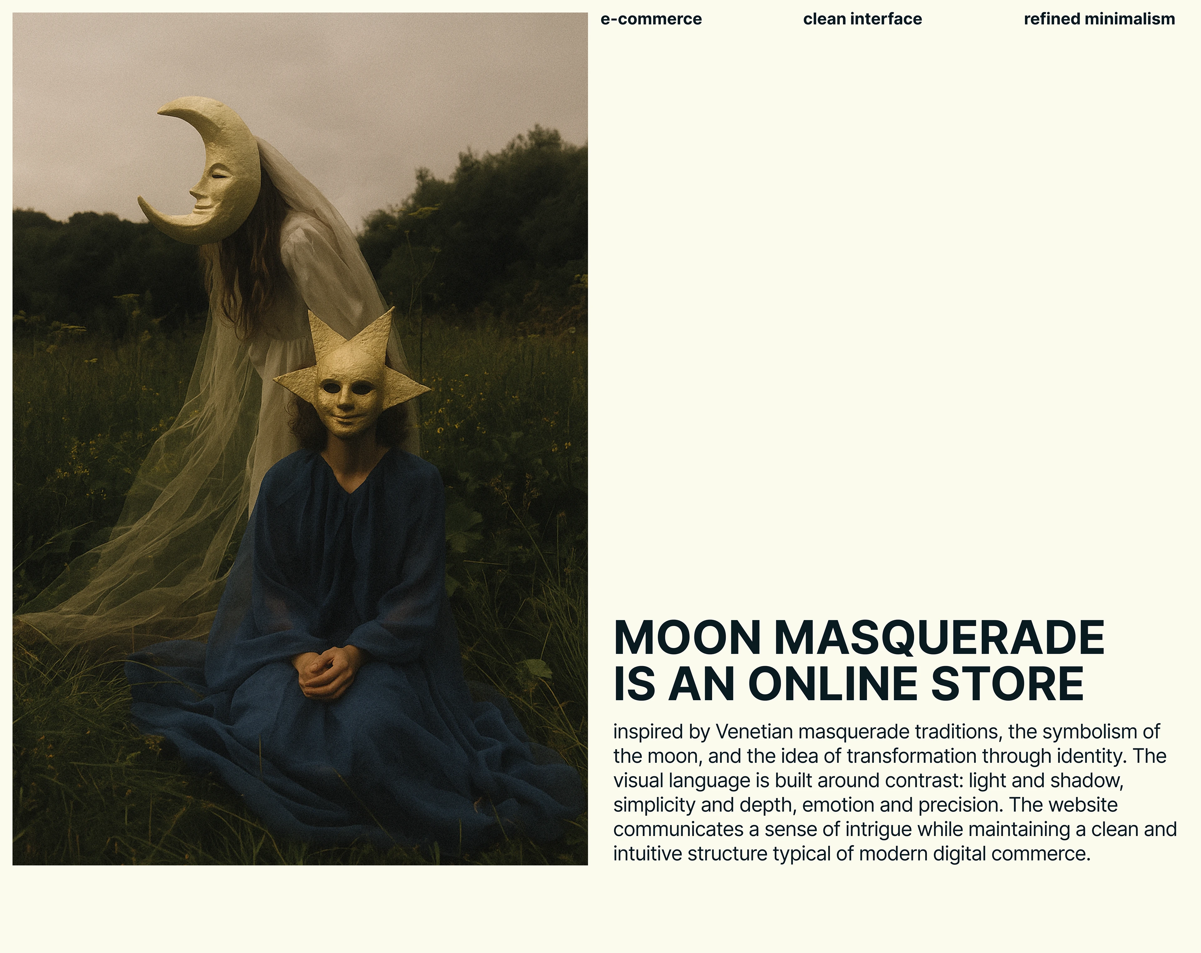 MOON MASQUERADE | E-COMMERCE | CORPORATE — Изображение №2 — Интерфейсы, Нейро на Dprofile