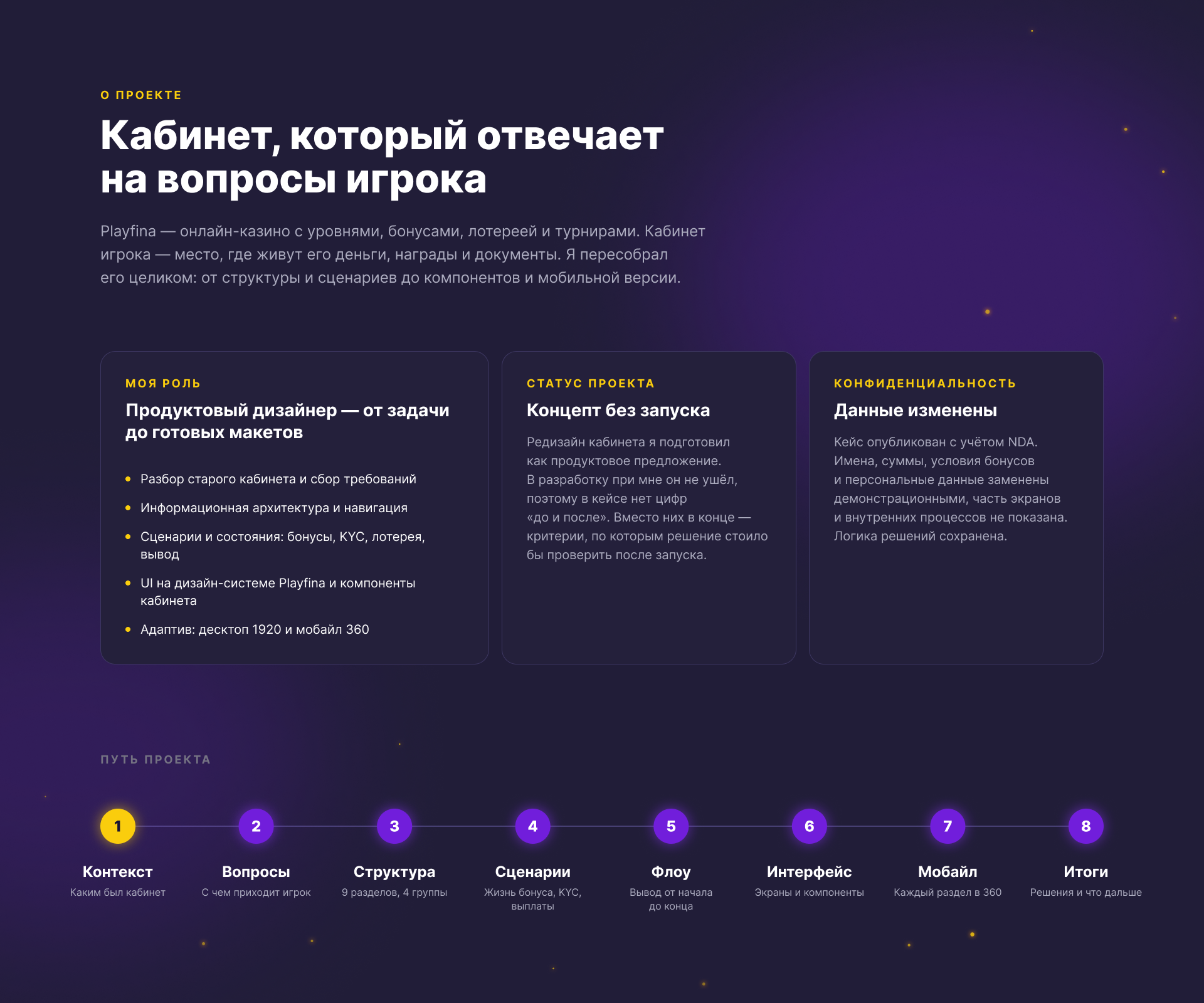 Личный кабинет игрока. Онлайн казино — Изображение №2 — Интерфейсы на Dprofile