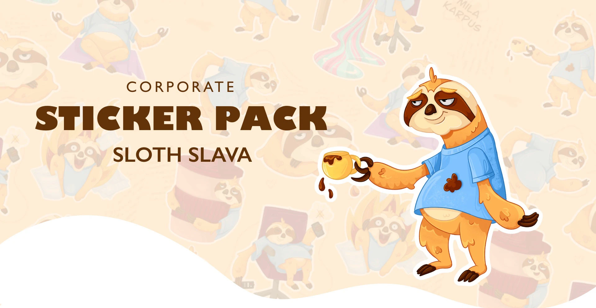 STICKER PACK - SLOTH SLAVA — Изображение №1 — Брендинг, Иллюстрация на Dprofile