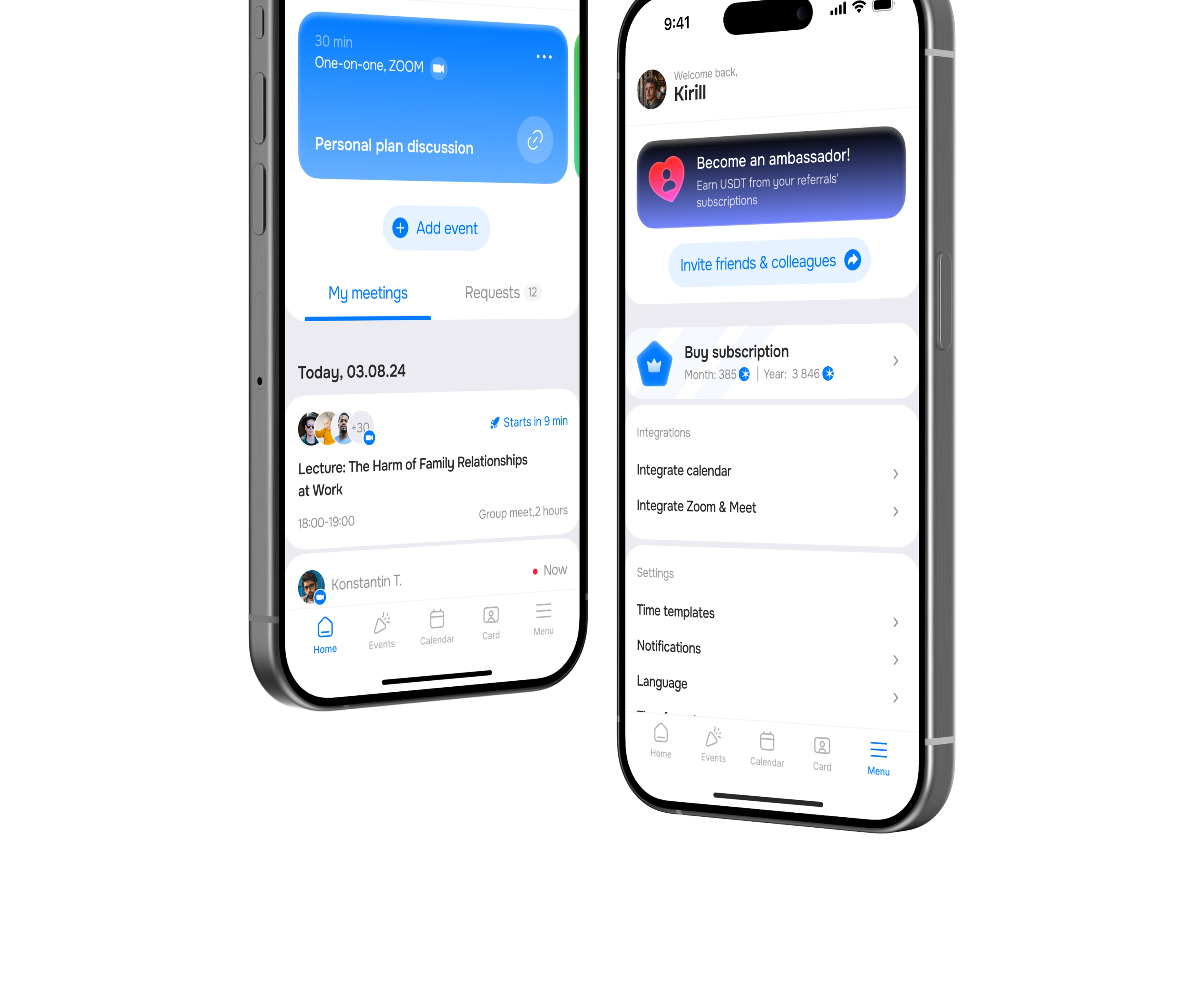 CatchUp — Smart Calendar for Telegram — Изображение №2 — Интерфейсы на Dprofile