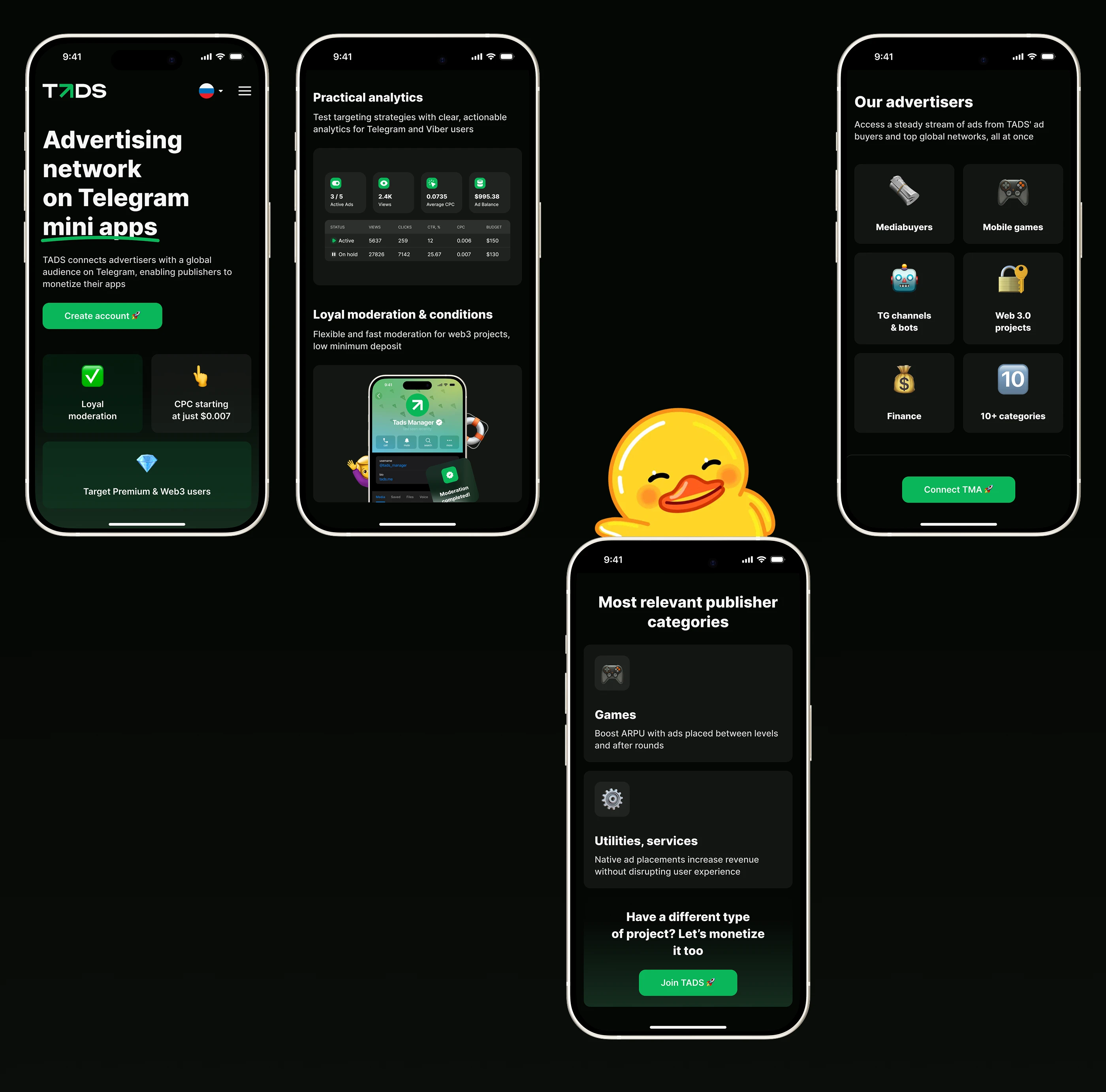 TADS — advertising network in Telegram — Изображение №3 — Интерфейсы на Dprofile
