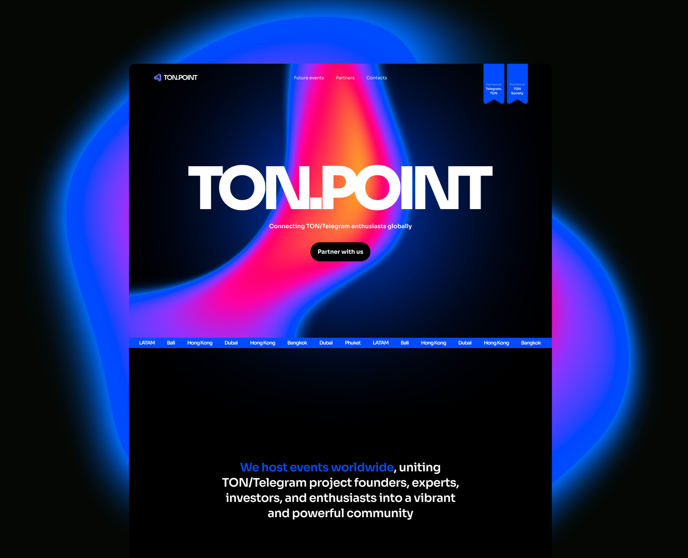 Ton.Point — a series of international web3 events — Интерфейсы, Брендинг на Dprofile