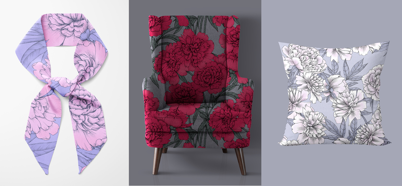 Пионы. Принт для текстиля — Изображение №5 — Иллюстрация на Dprofile