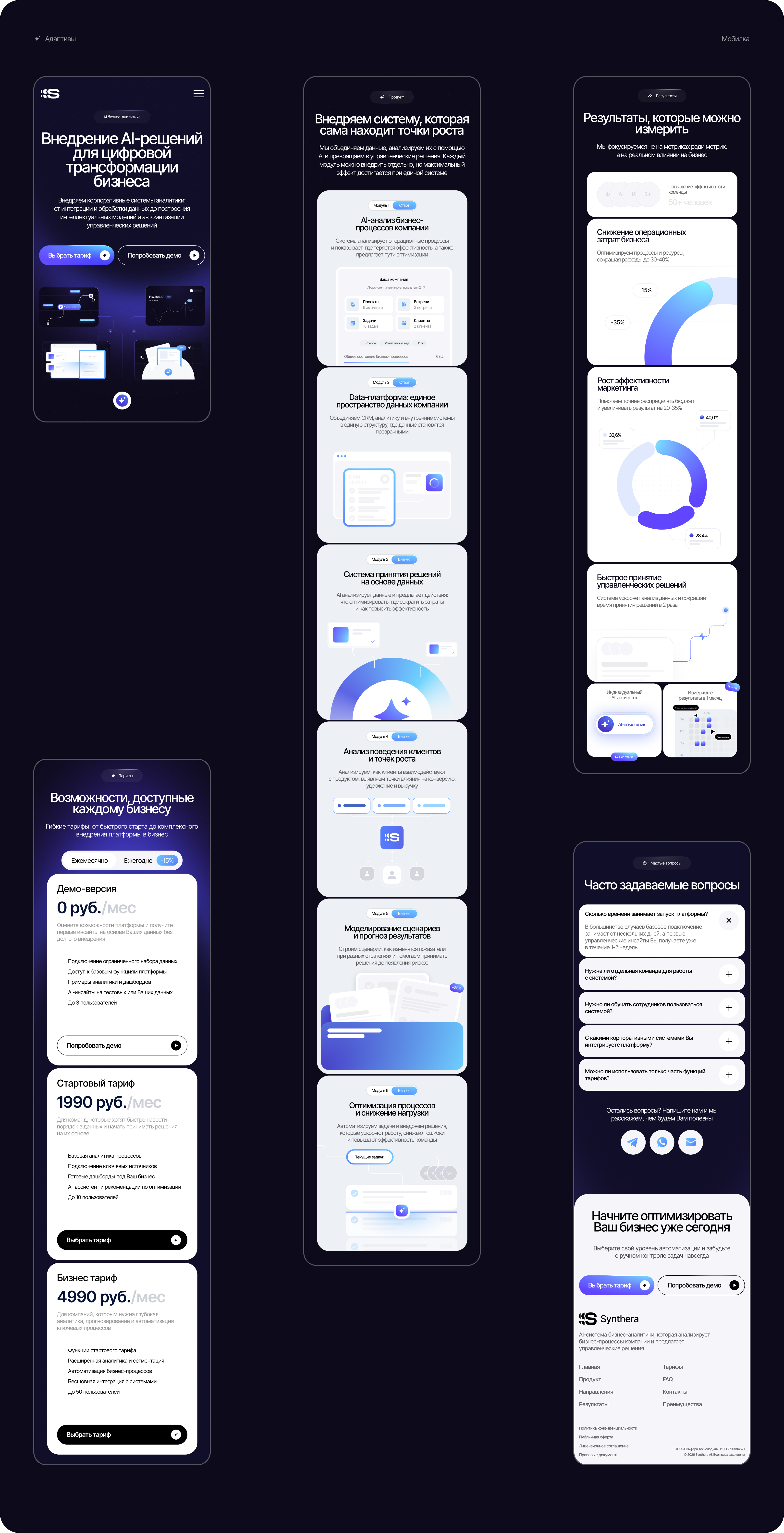 Synthera — AI-платформа для анализа данных и управления бизнесом — Изображение №9 — Интерфейсы, Иллюстрация на Dprofile