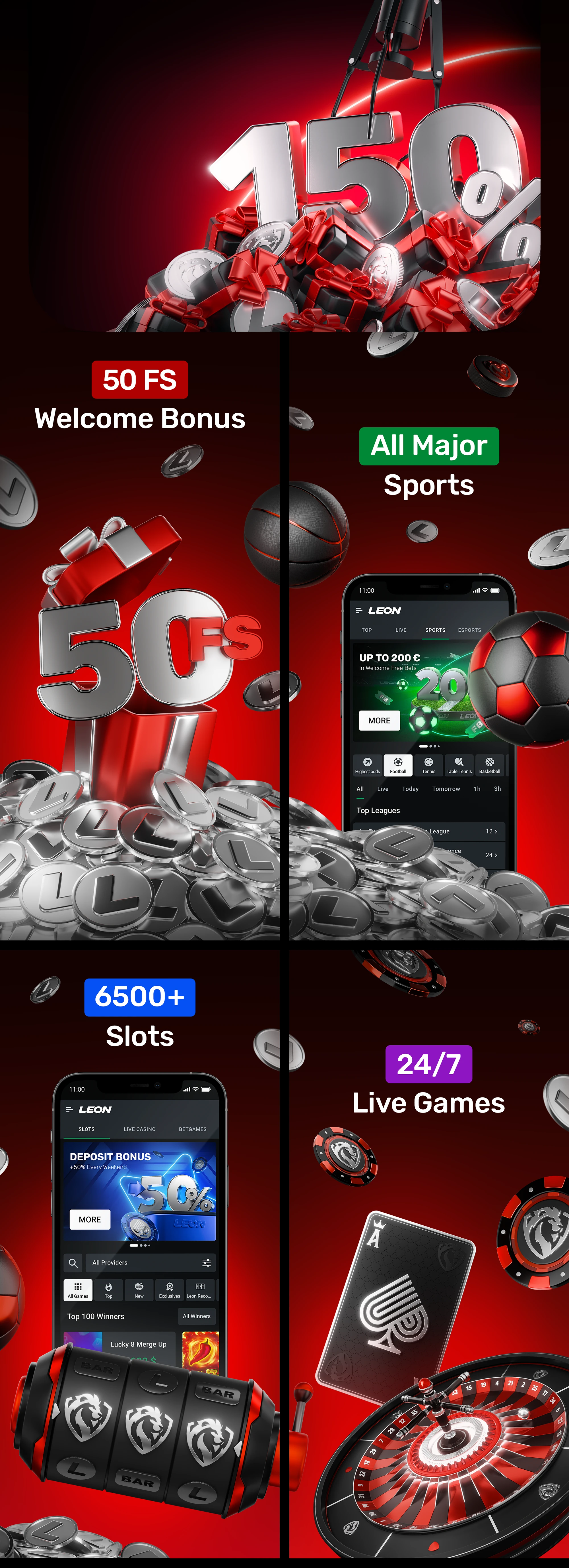 3D-визуалы для казино и беттинга | LEON BET — Изображение №6 — 3D, Анимация на Dprofile