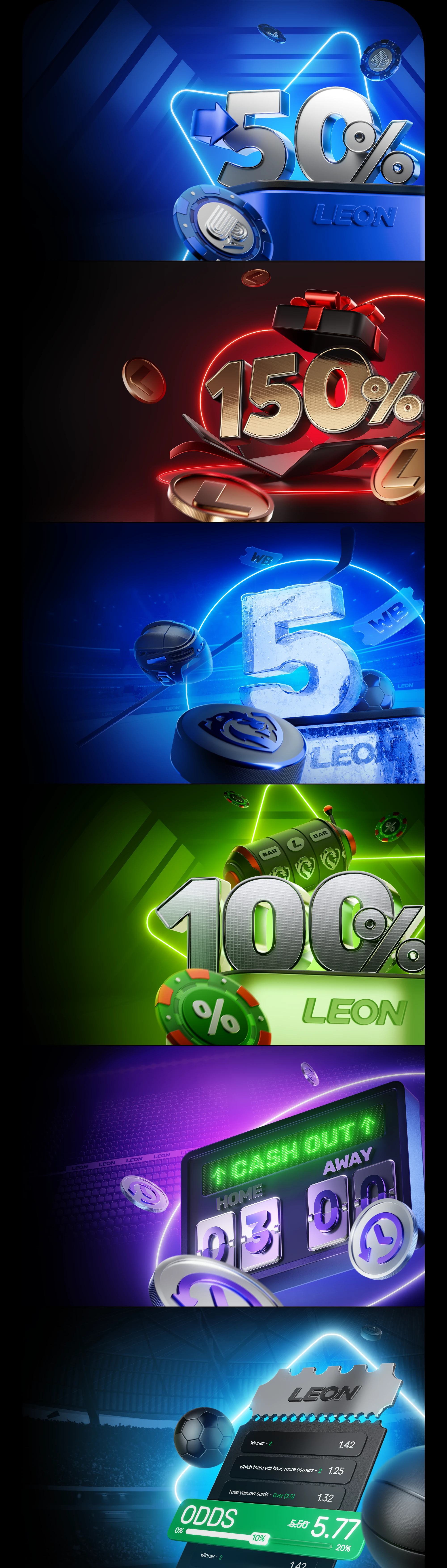 3D-визуалы для казино и беттинга | LEON BET — Изображение №5 — 3D, Анимация на Dprofile