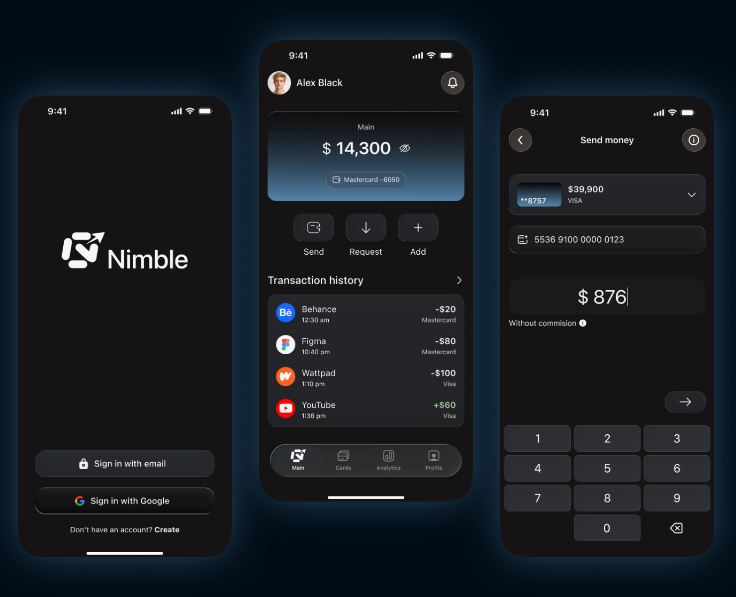 Nimble – мобильное банковское приложение — Интерфейсы на Dprofile