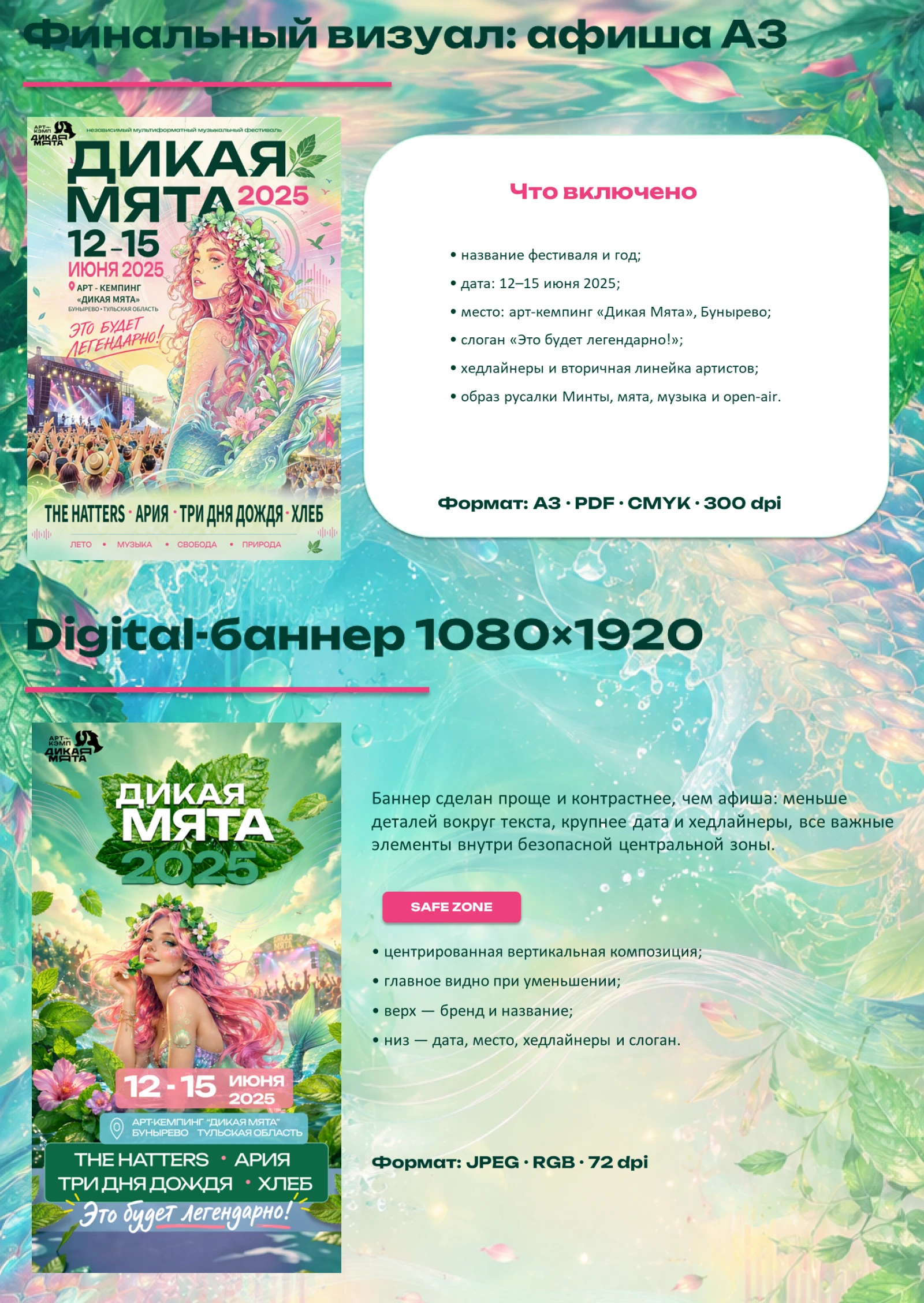 Дикая Мята 2025 — афиша и digital-баннер для музыкального фестиваля. — Изображение №5 — Графика, Маркетинг на Dprofile