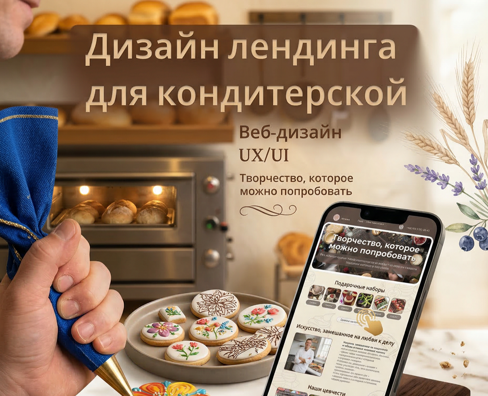 Дизайн лендинга для кондитерской на Dprofile