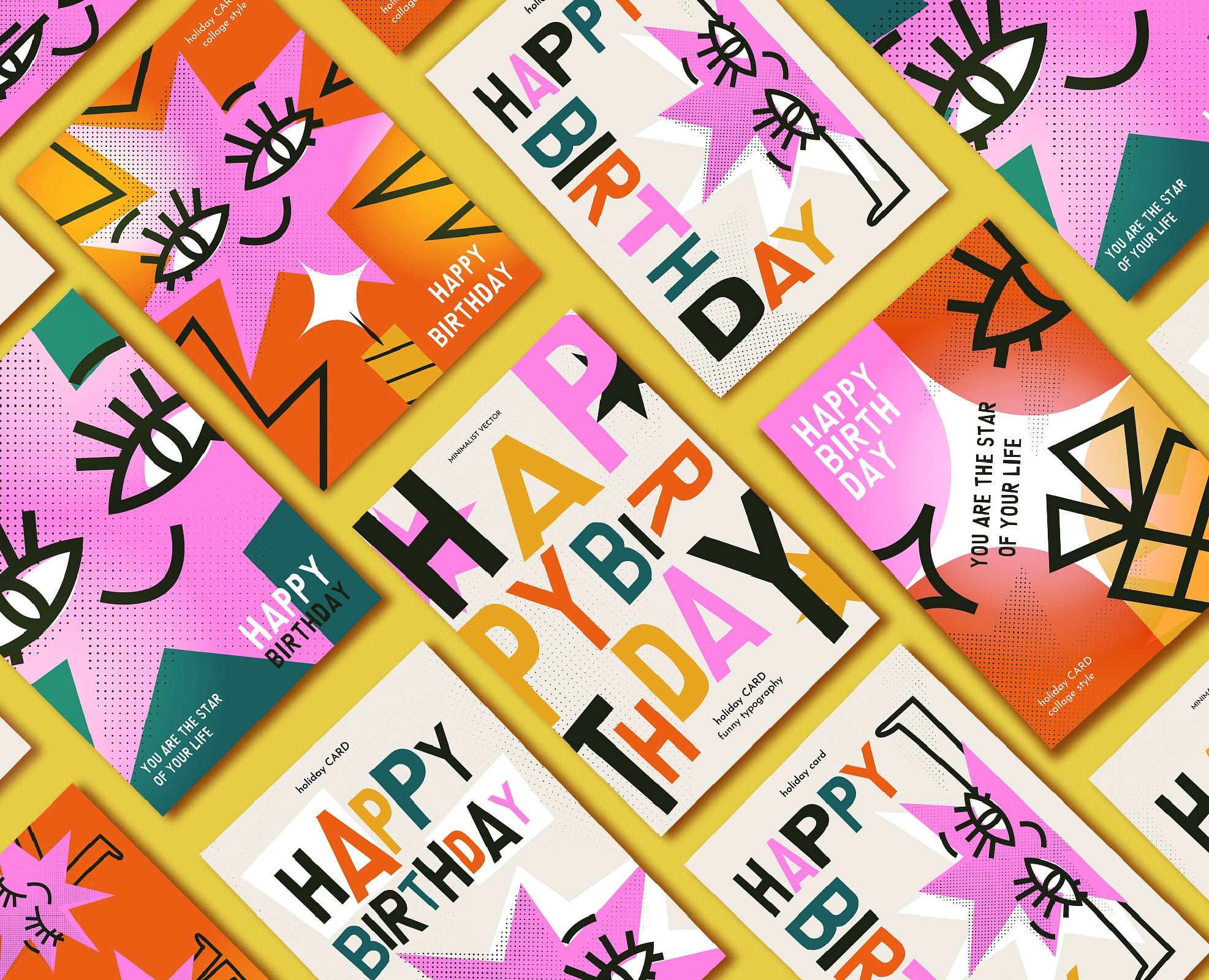 Happy Birthday Cards — Иллюстрация, Графика на Dprofile