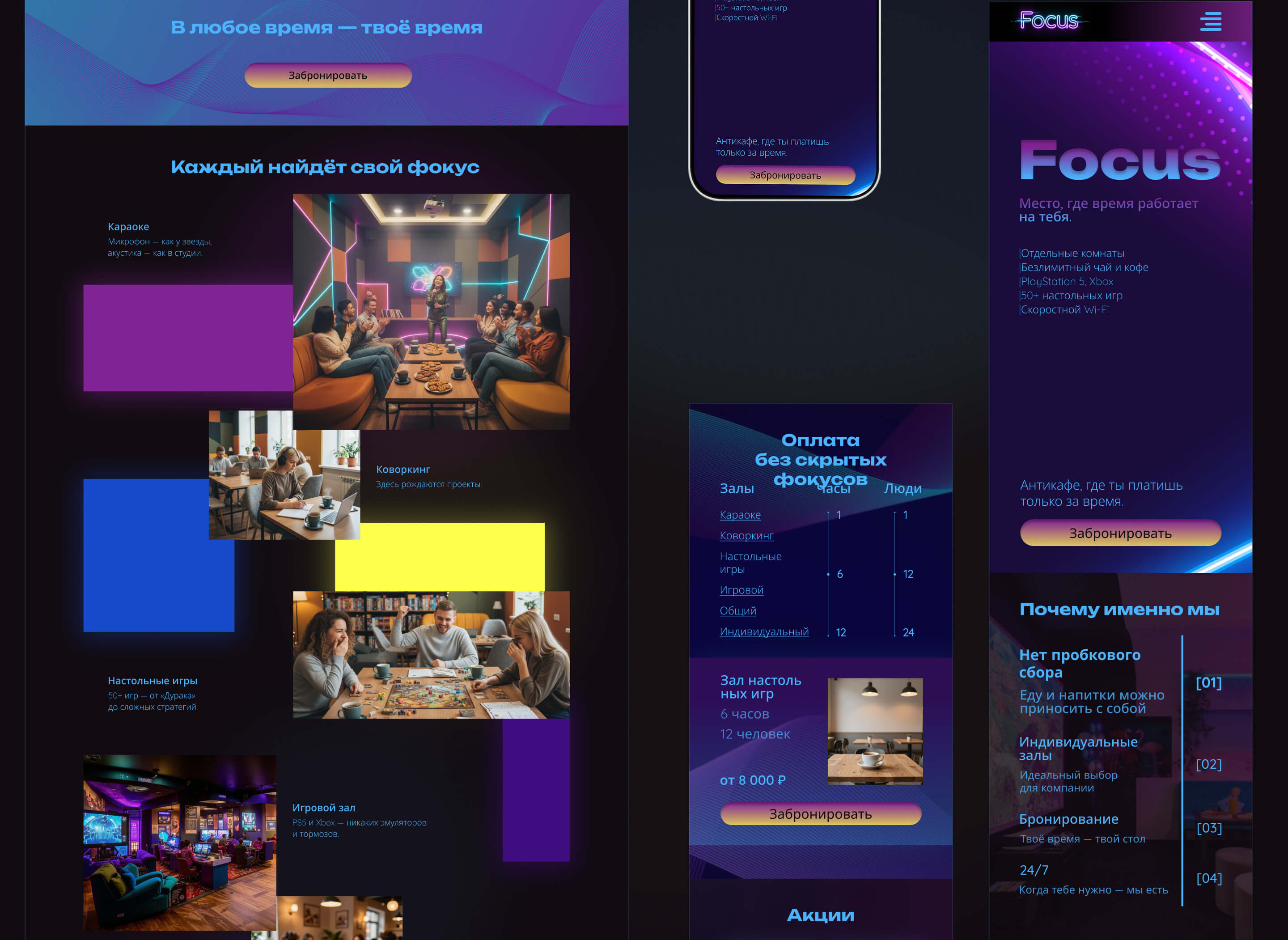 Focus | Website for an anticafe — Изображение №9 — Интерфейсы на Dprofile